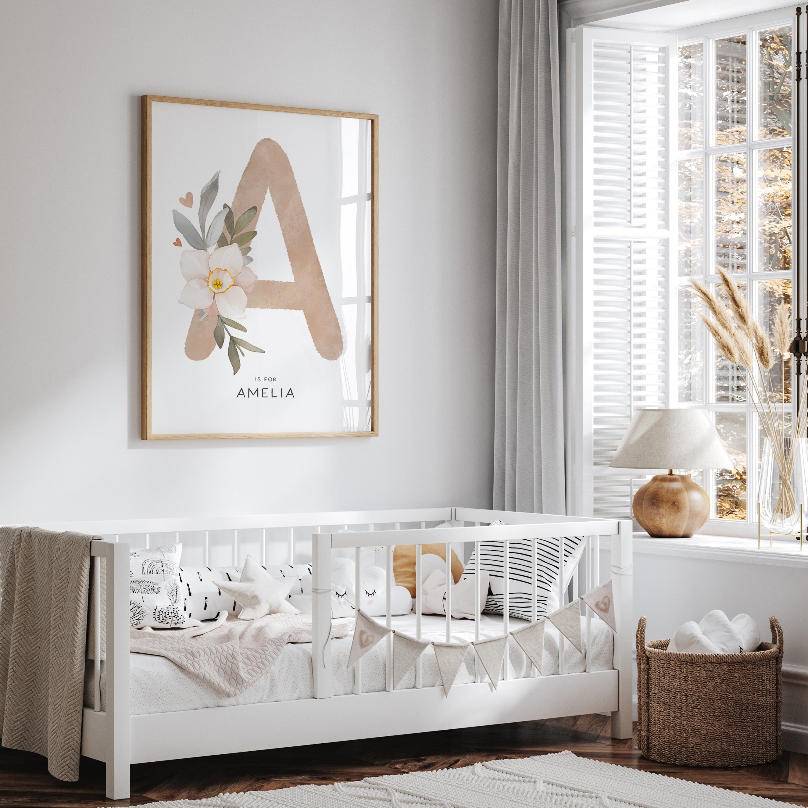 Boho Floral Letter & Name Print