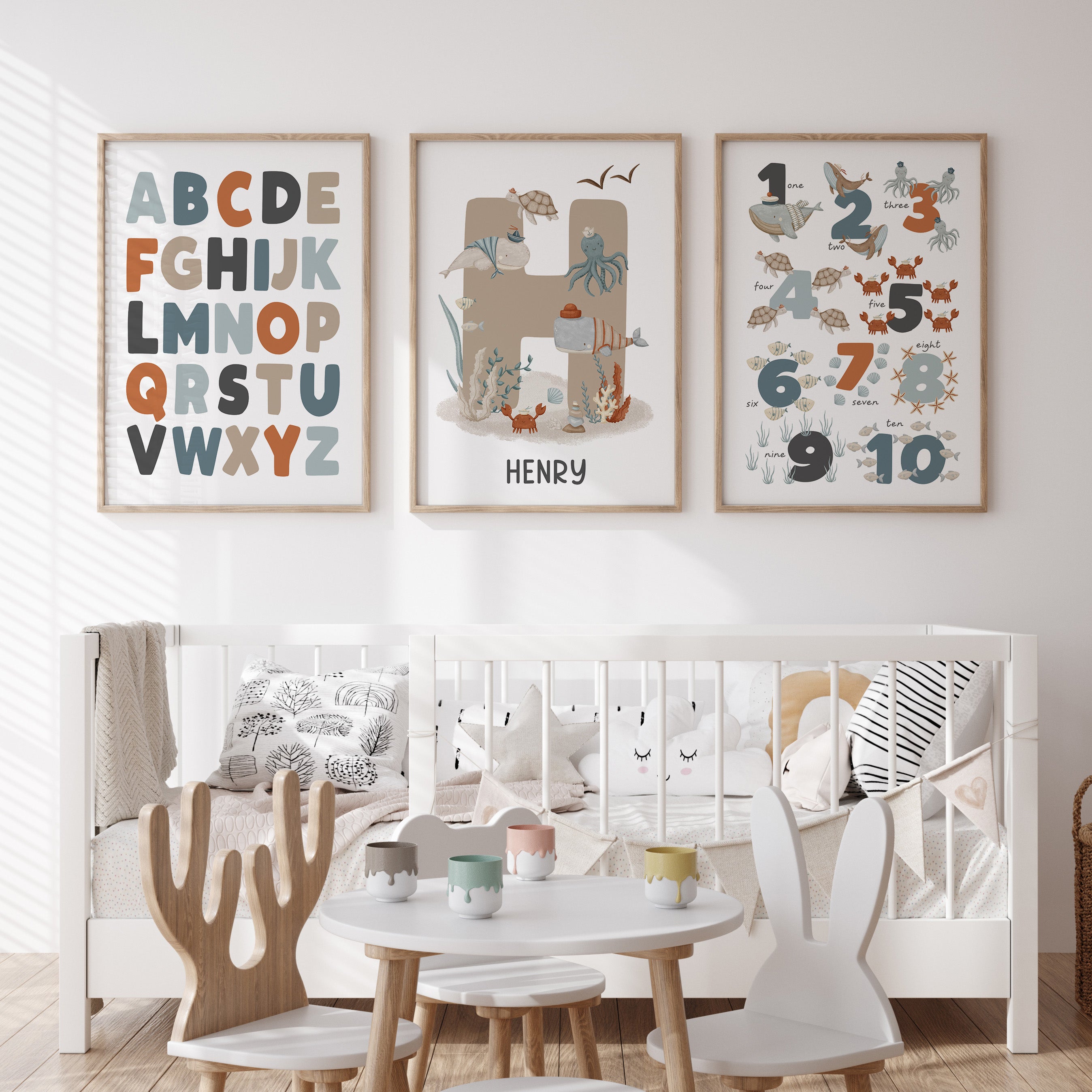 Sea Alphabet, Numbers & Name Prints