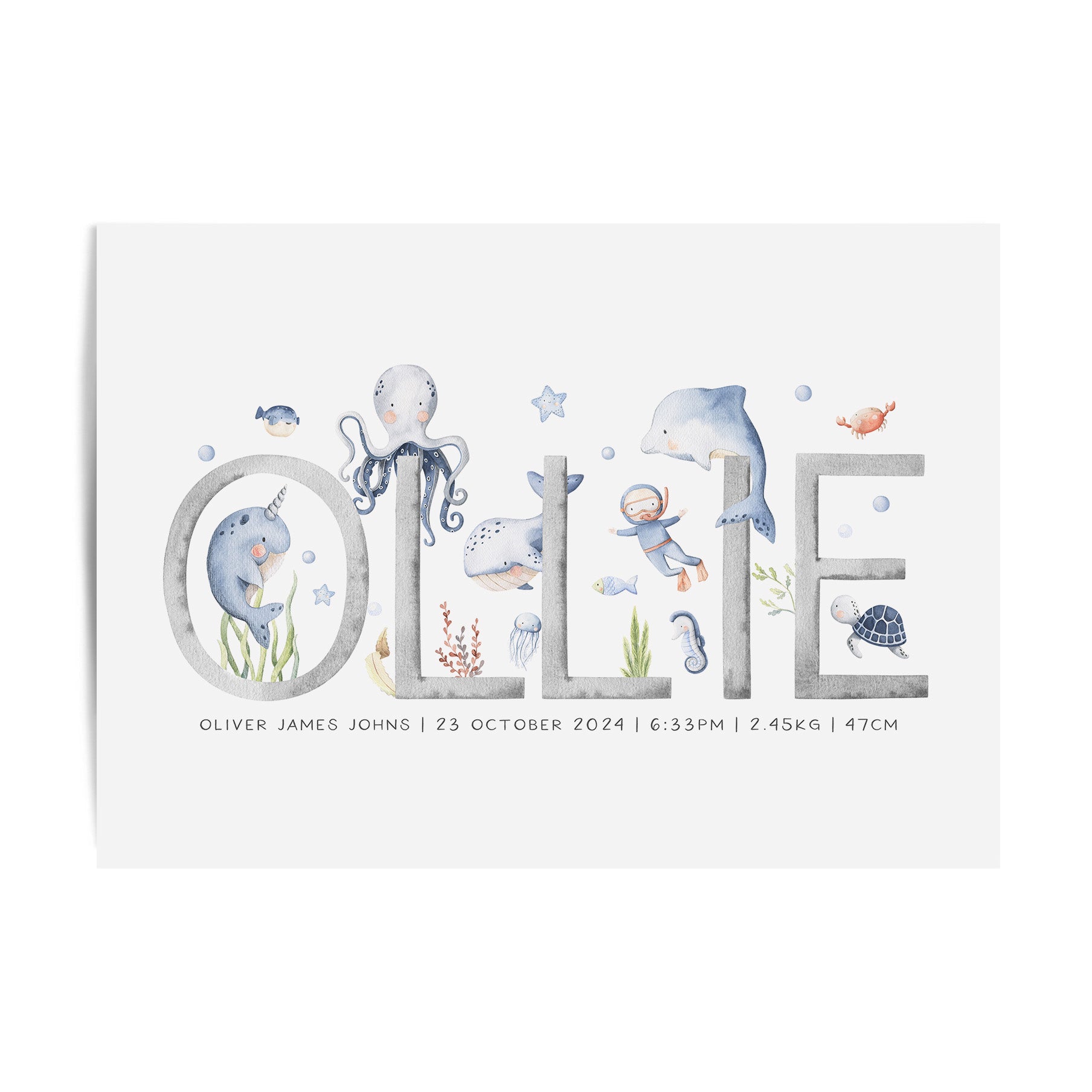 Sea Animals Name Print