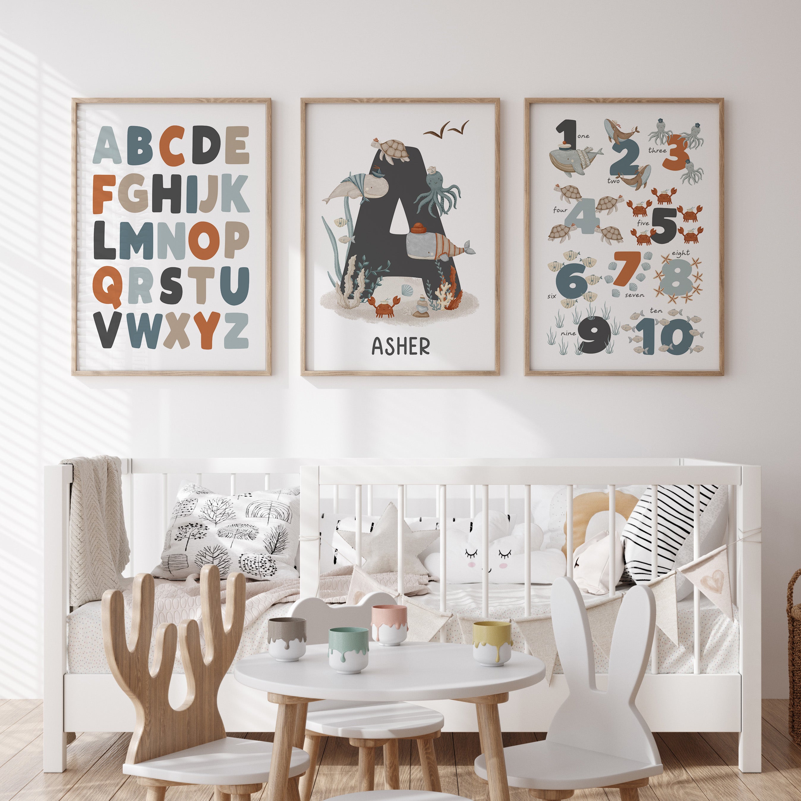 Sea Alphabet, Numbers & Name Prints