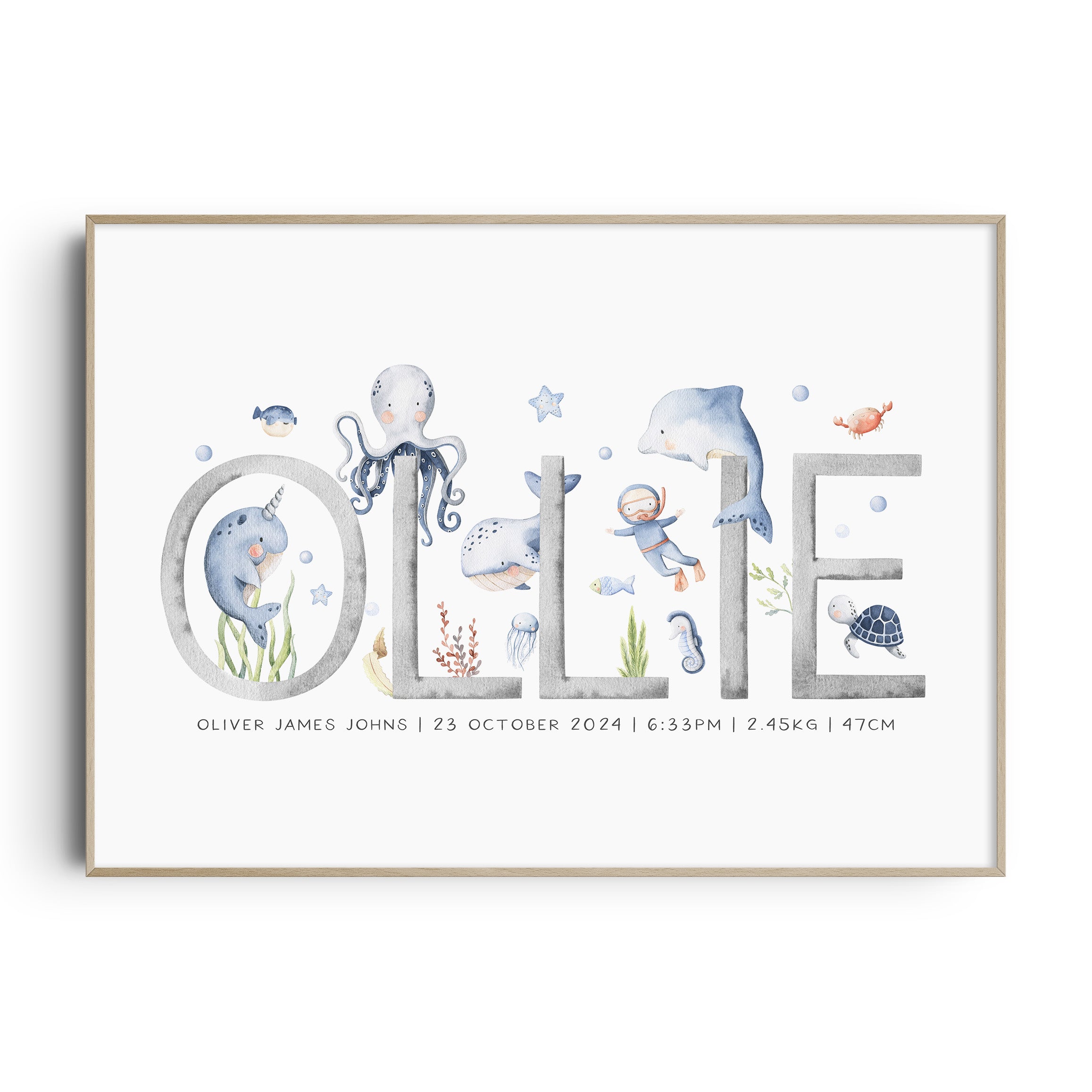 Sea Animals Name Print