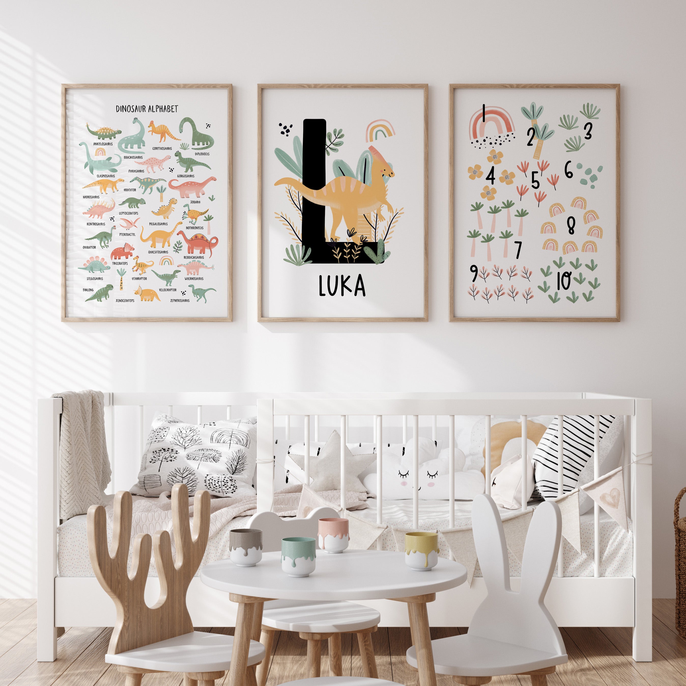 Dinosaur Name, Alphabet & Numbers Prints - Choose Your Dinosaur