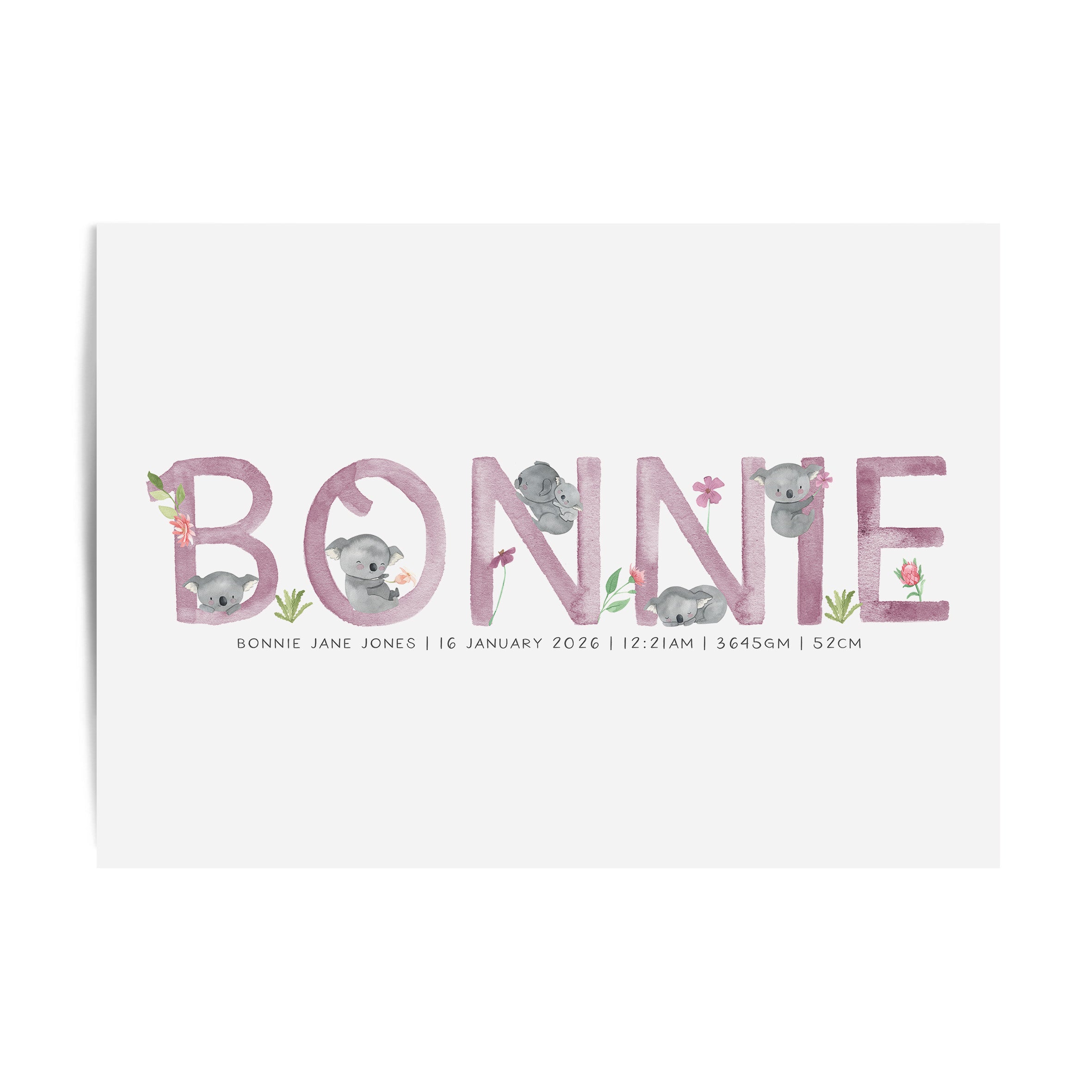 Floral Koala Name Print