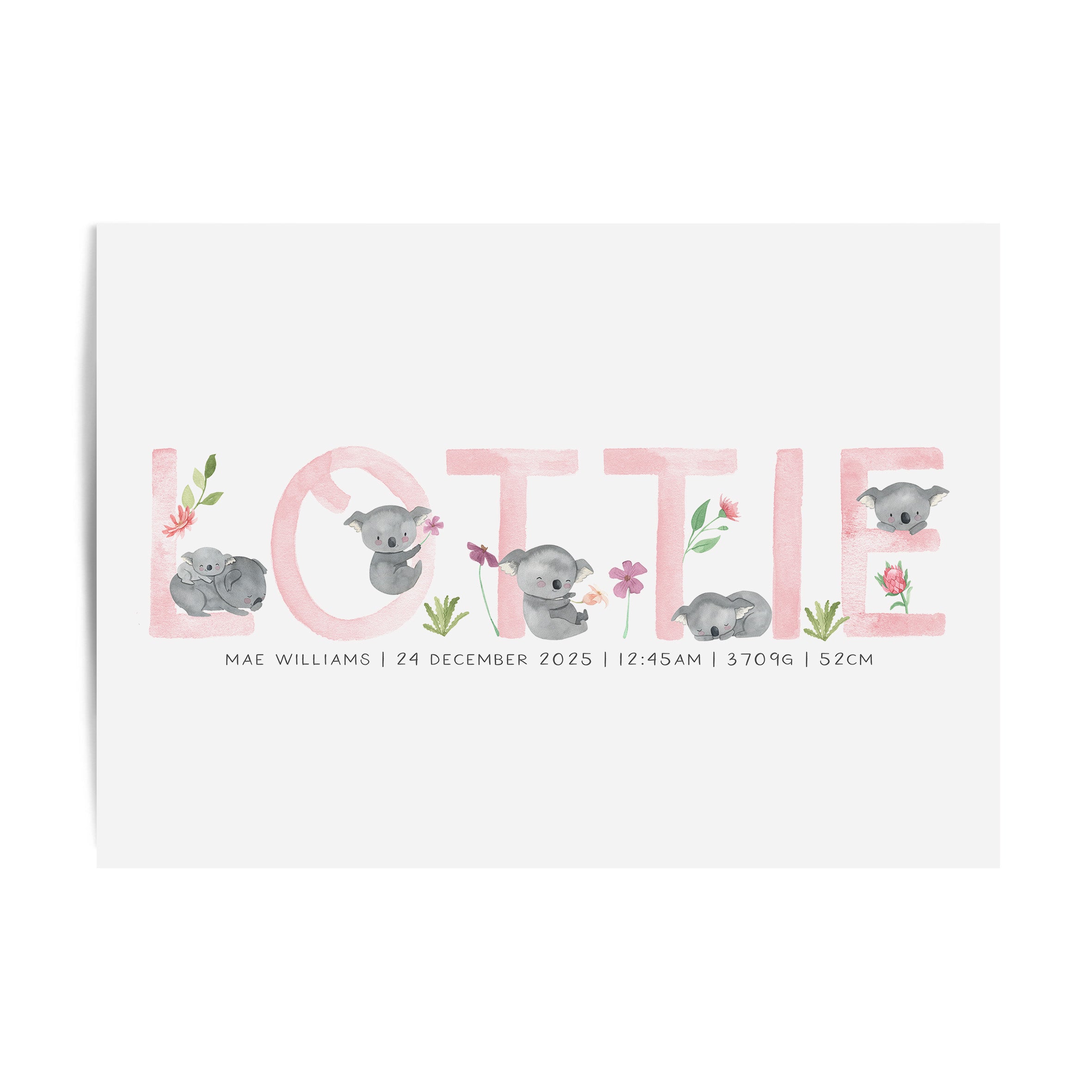 Floral Koala Name Print