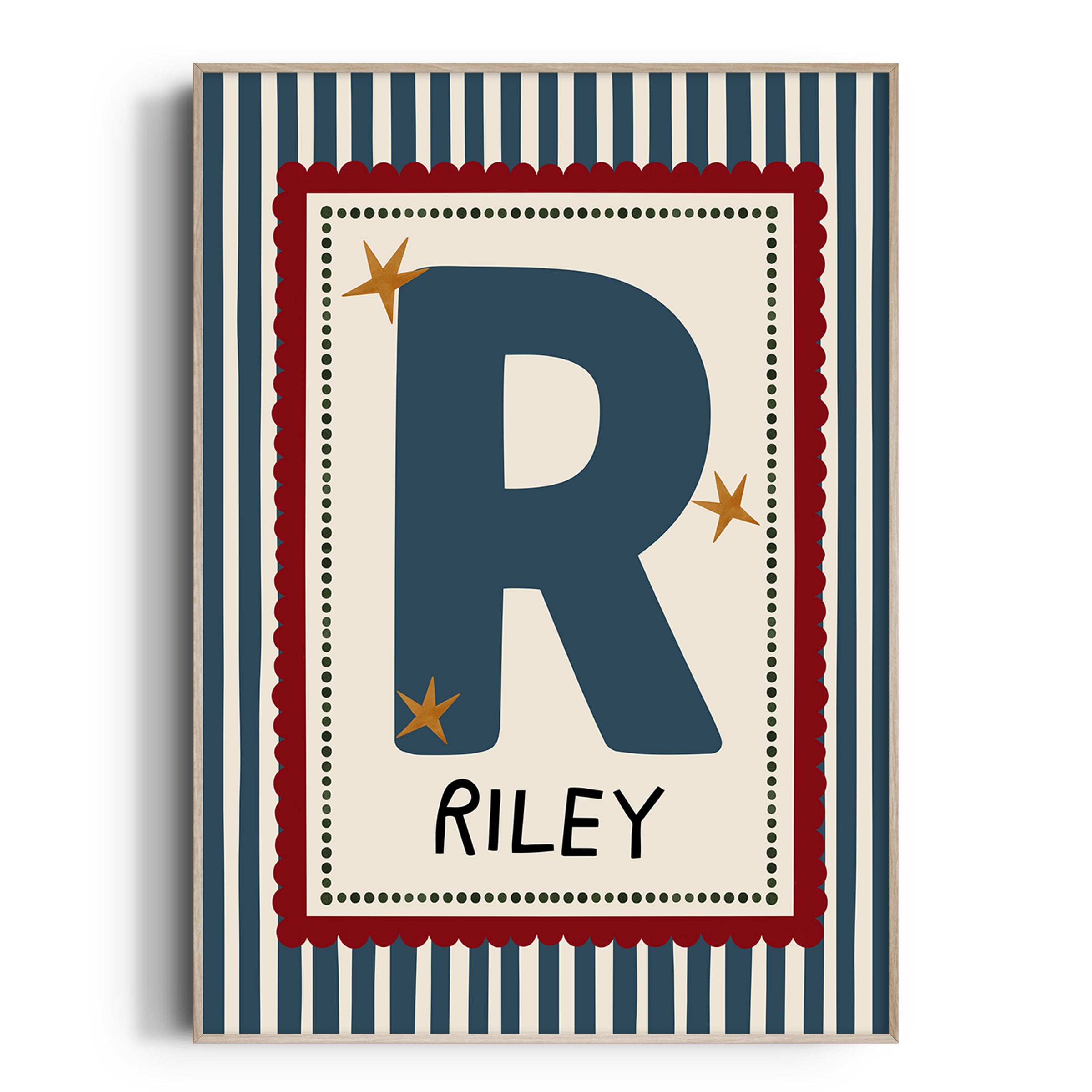Dark Blue Stripe Letter & Name Print