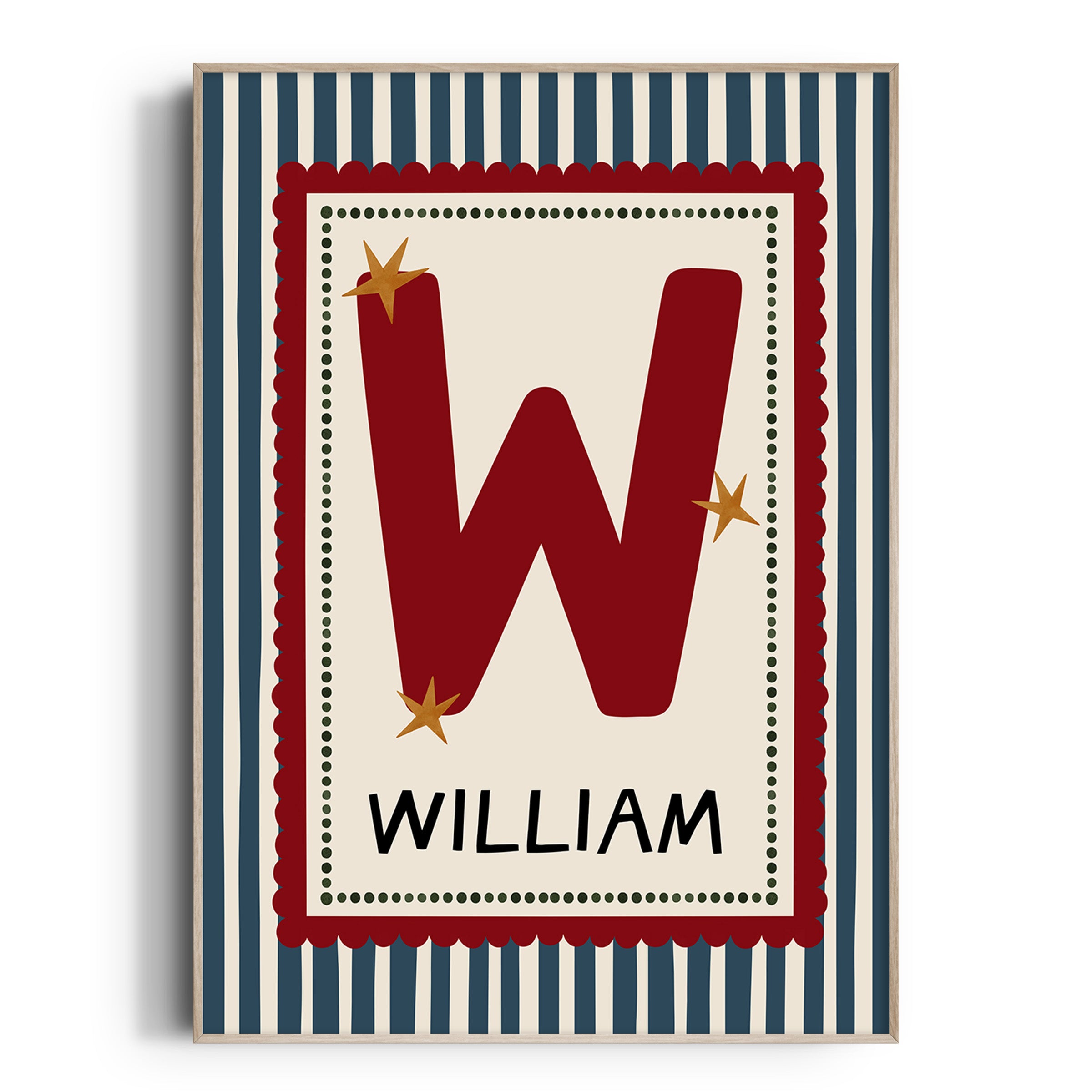 Dark Blue Stripe Letter & Name Print