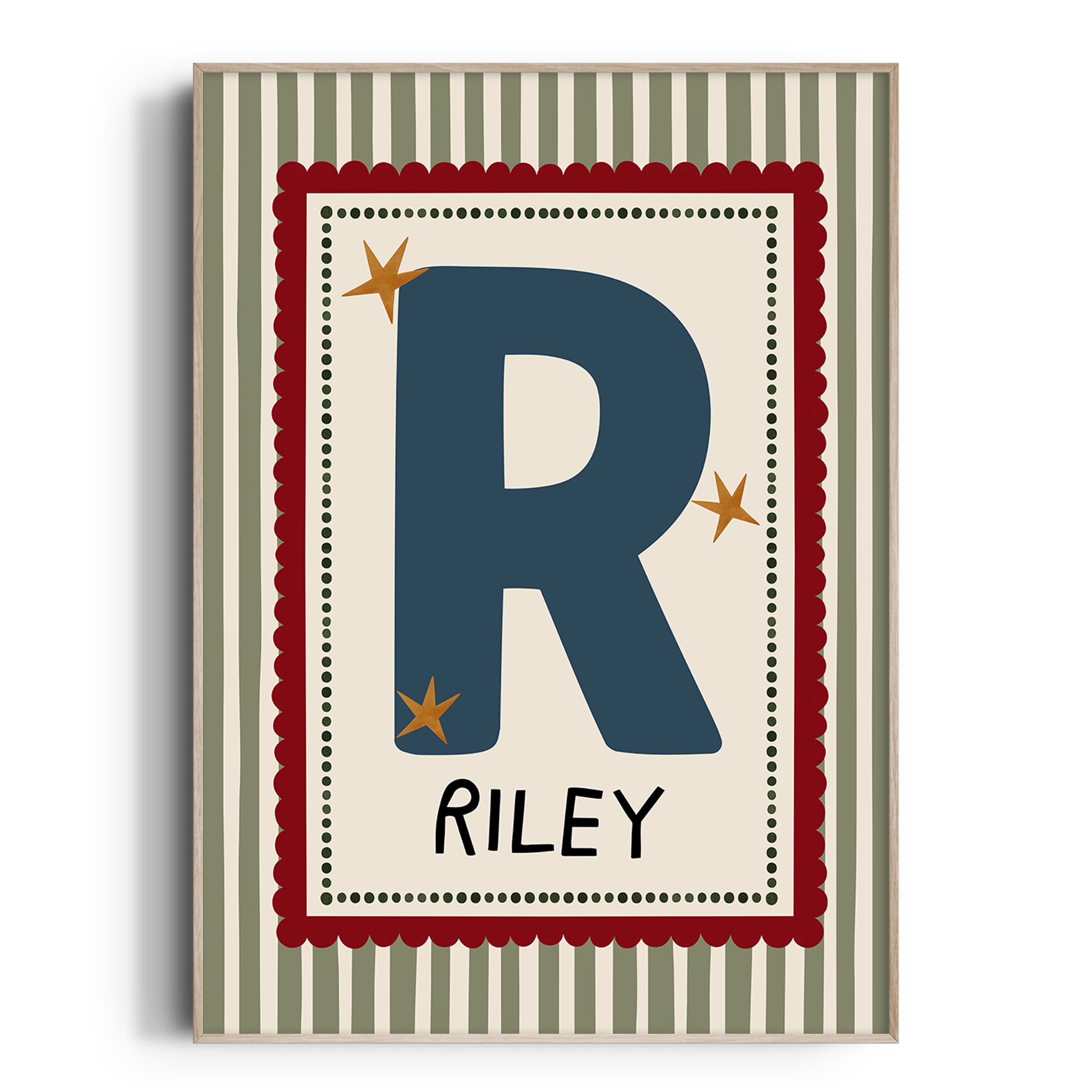 Green Stripe Letter & Name Print