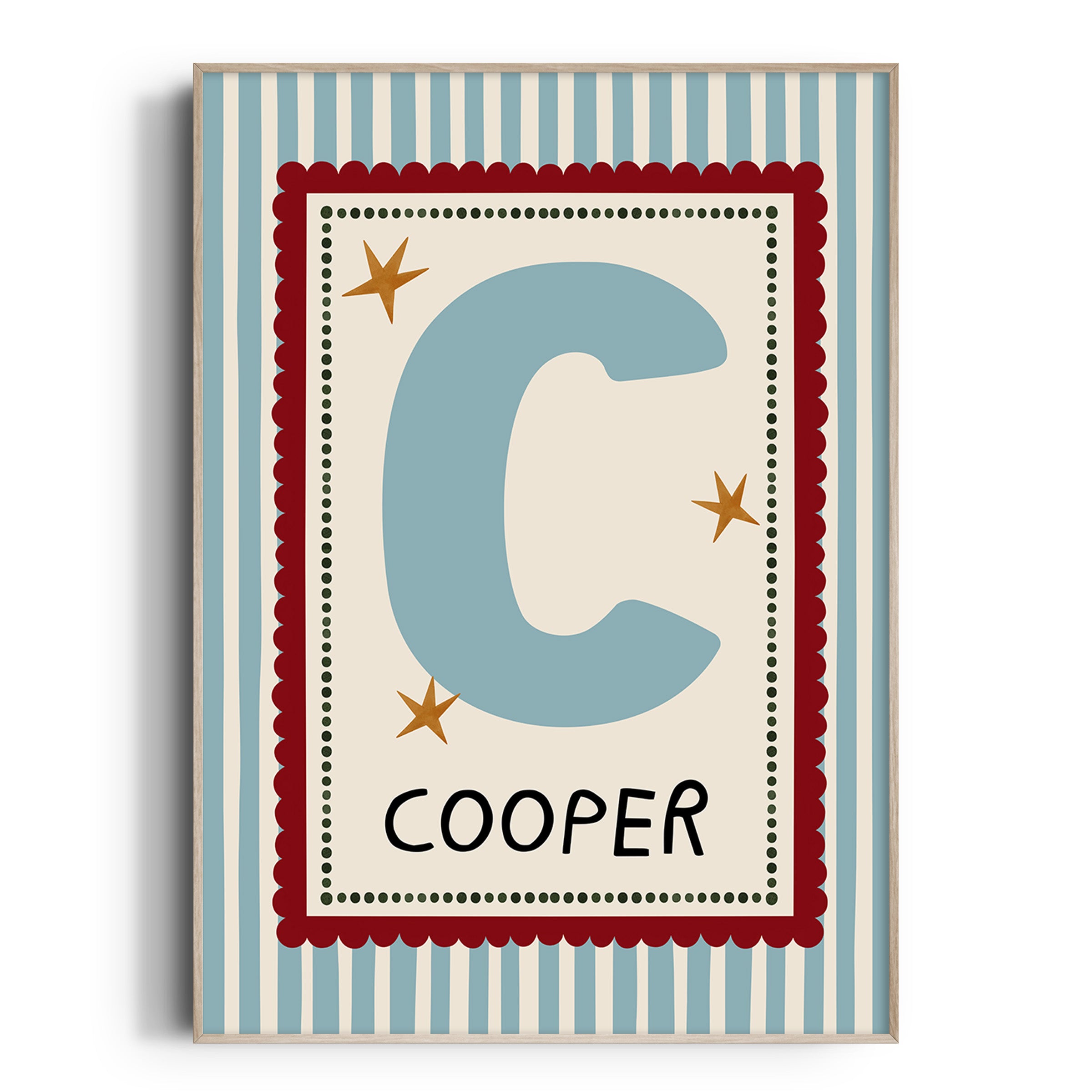 Light Blue Stripe Letter & Name Print