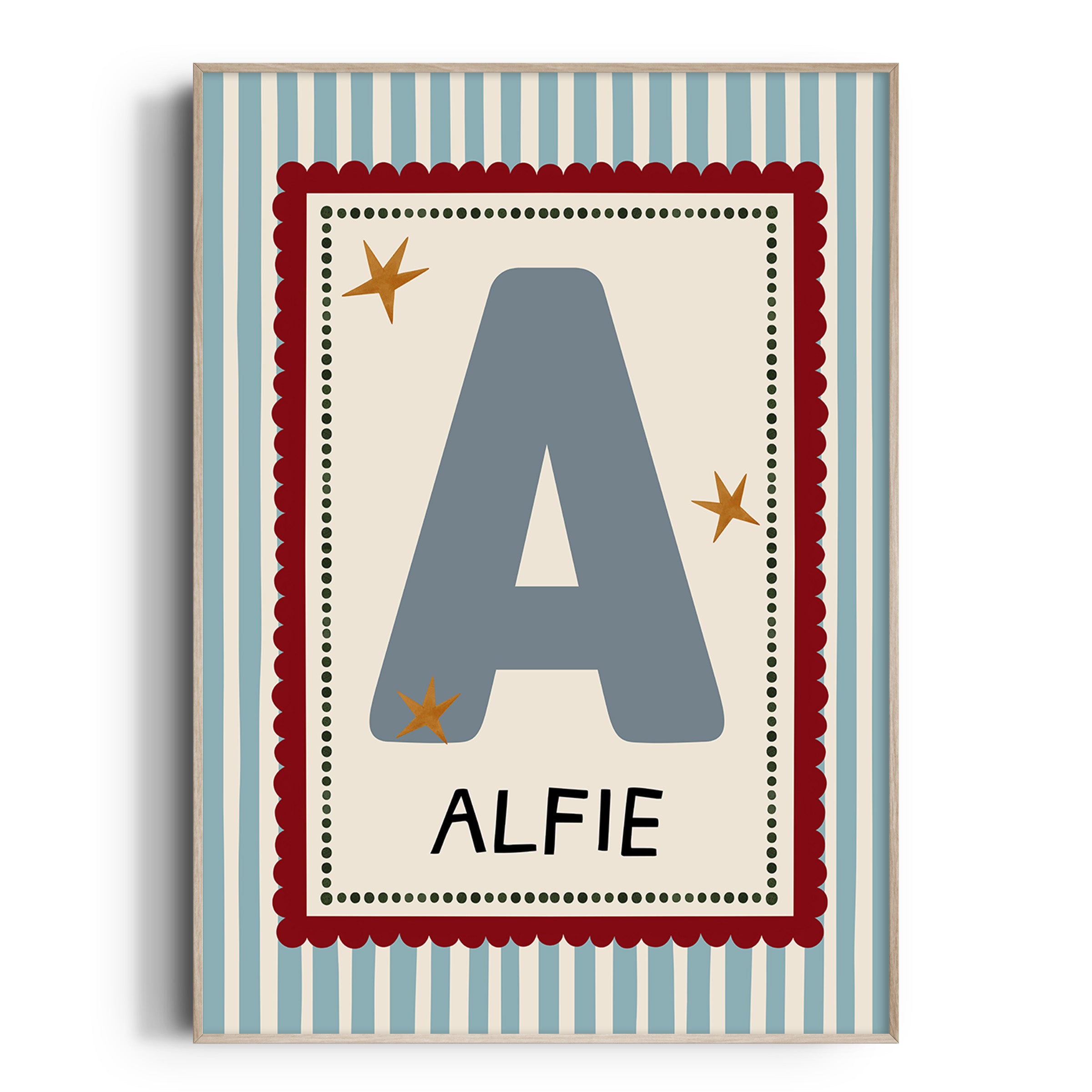 Light Blue Stripe Letter & Name Print