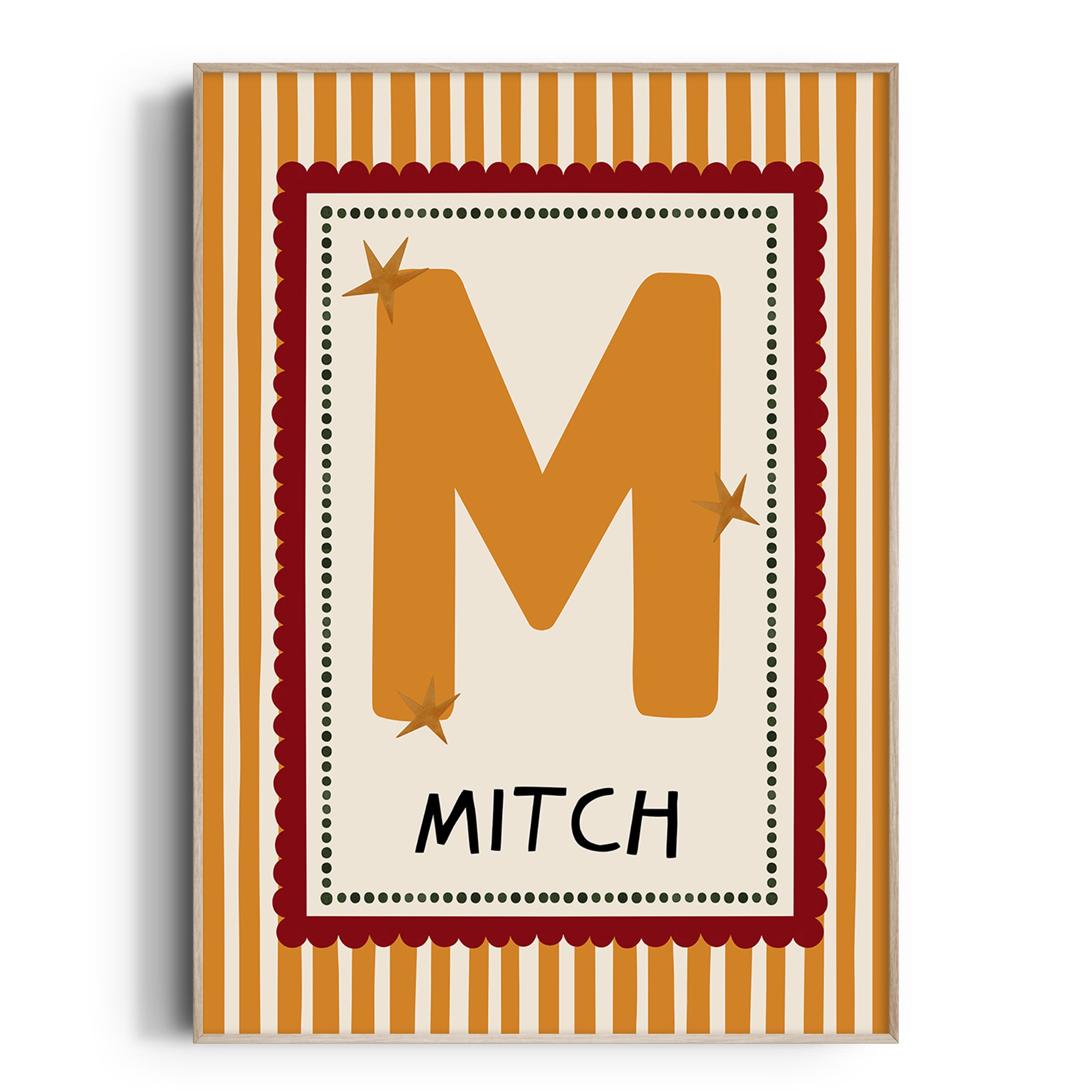 Orange Stripe Letter & Name Print