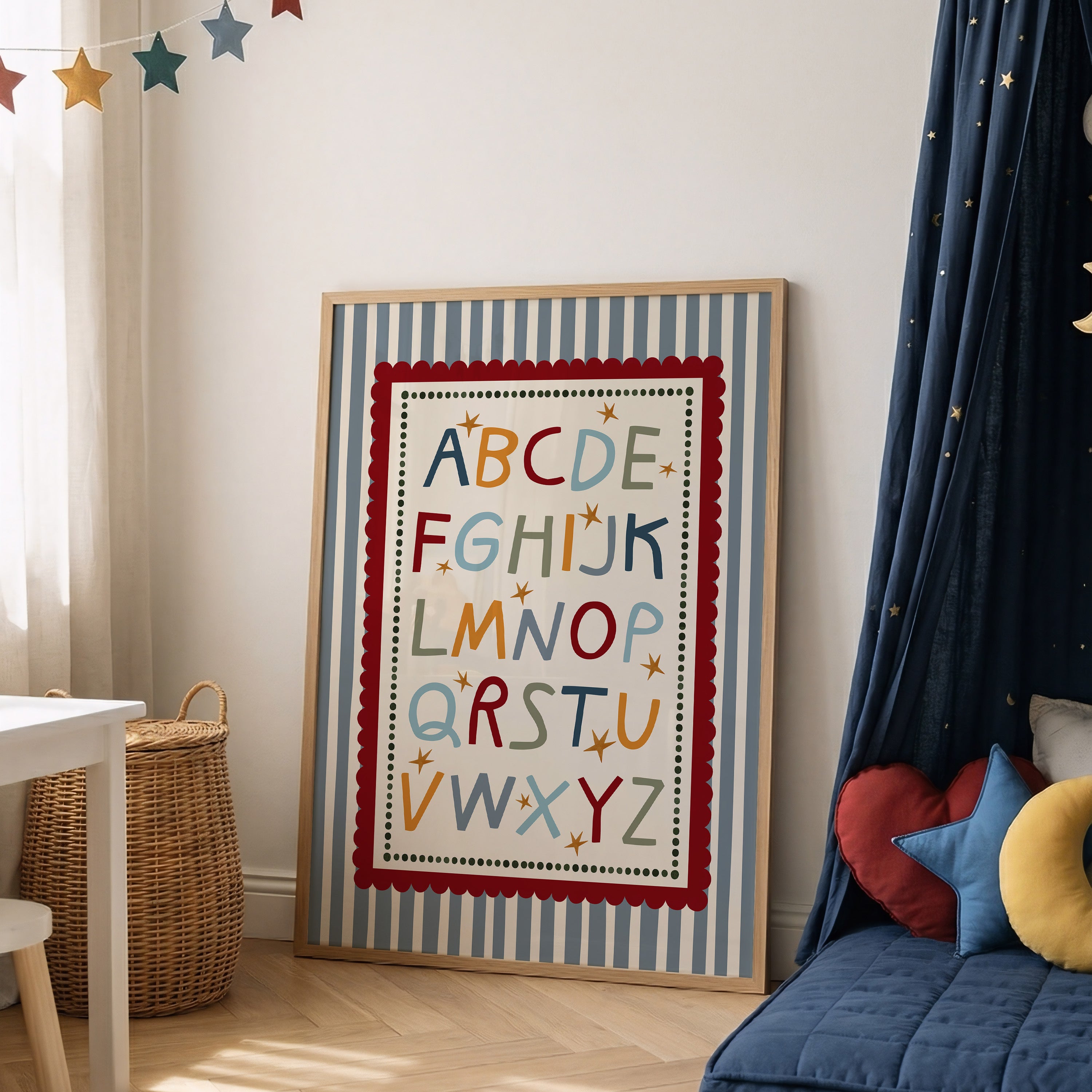 Blue Stripe ABC Alphabet Print