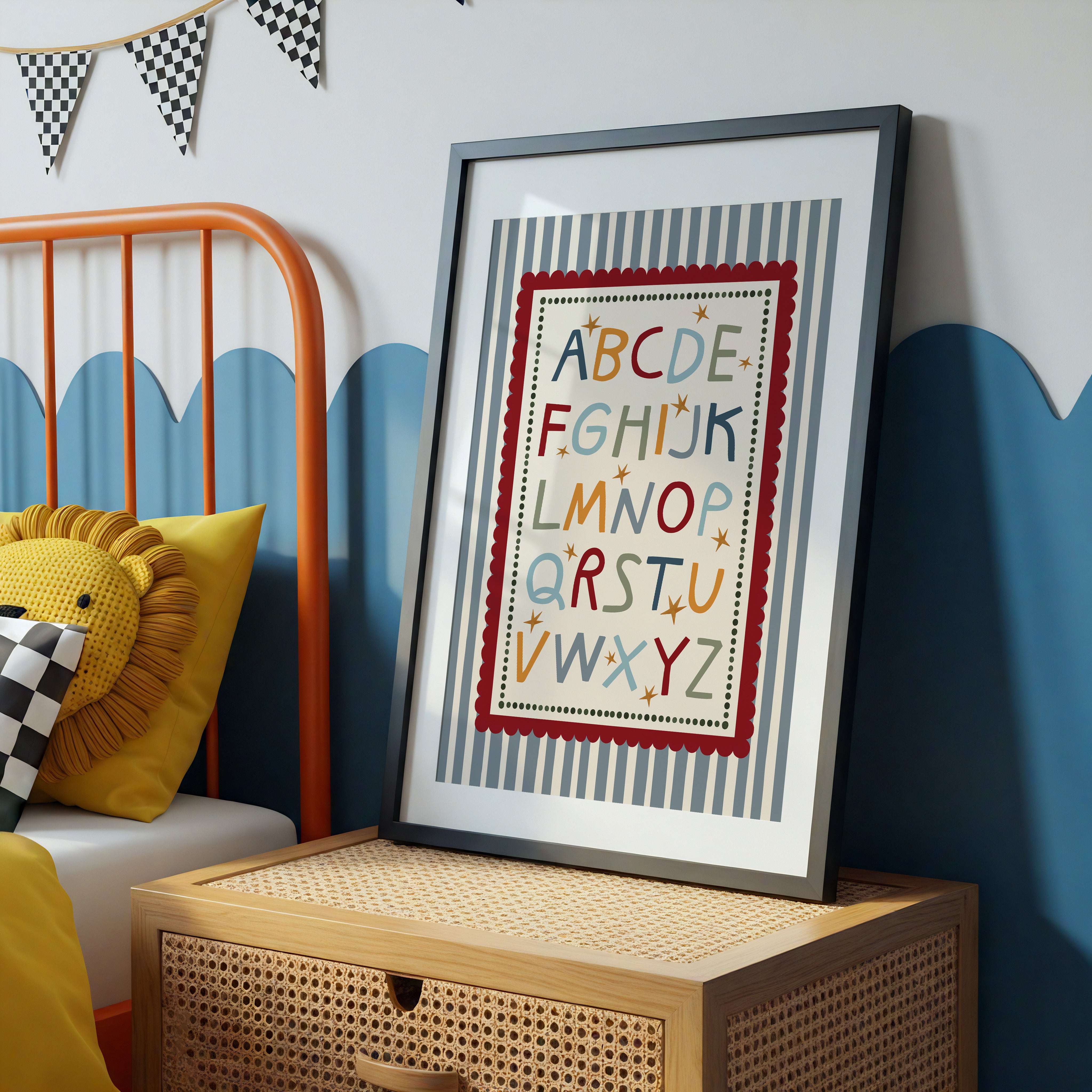 Blue Stripe ABC Alphabet Print
