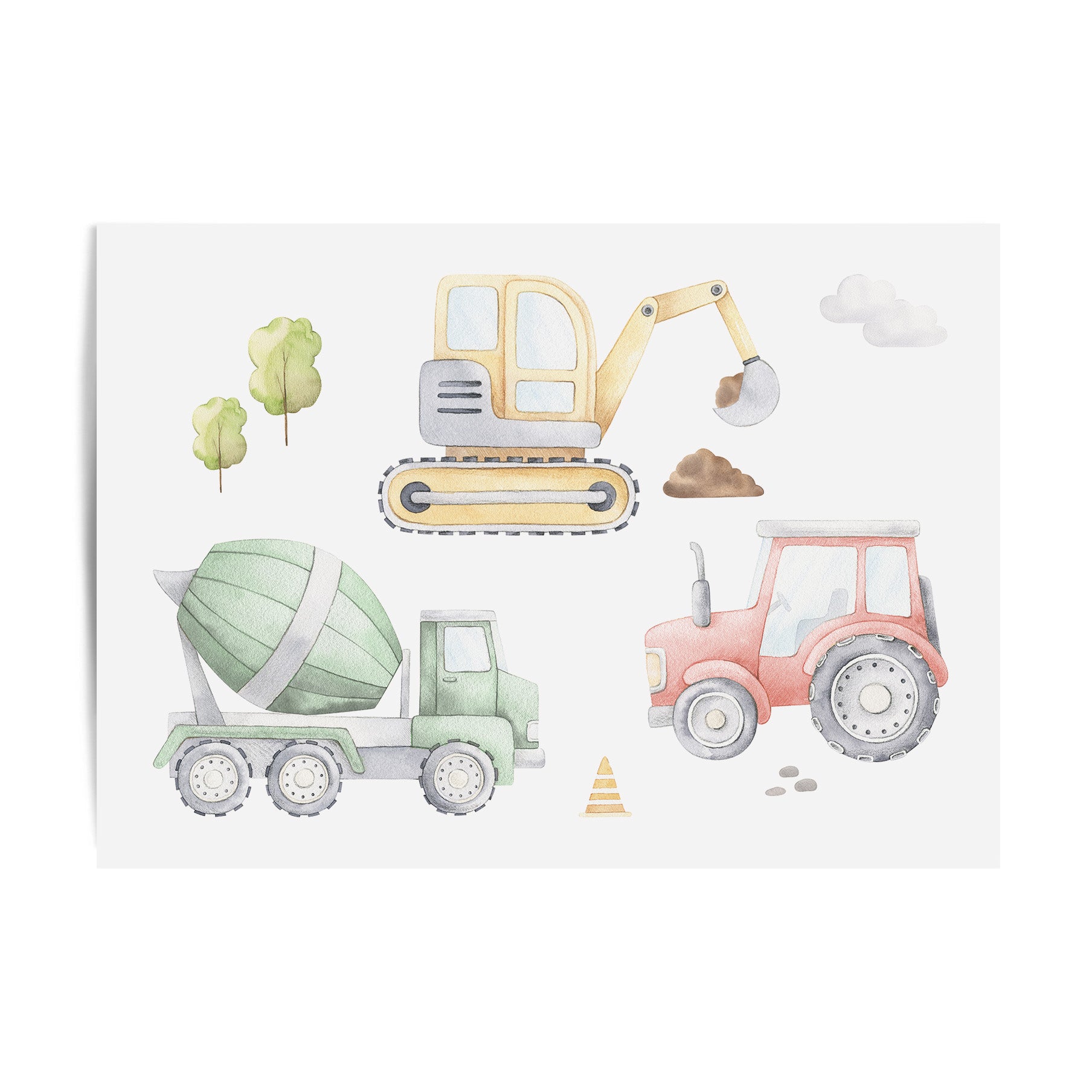 Construction Vehicles Print