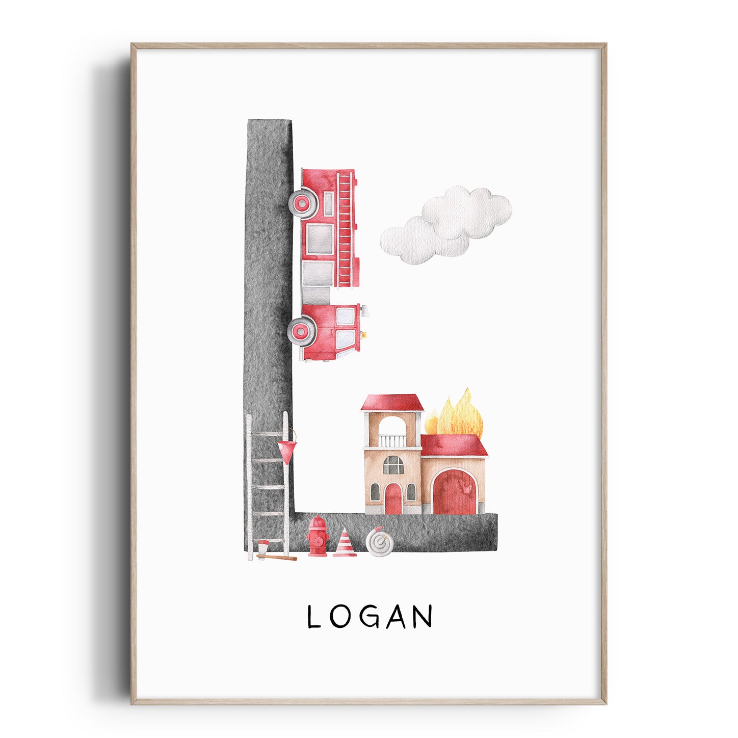 Fire Truck Letter & Name Print