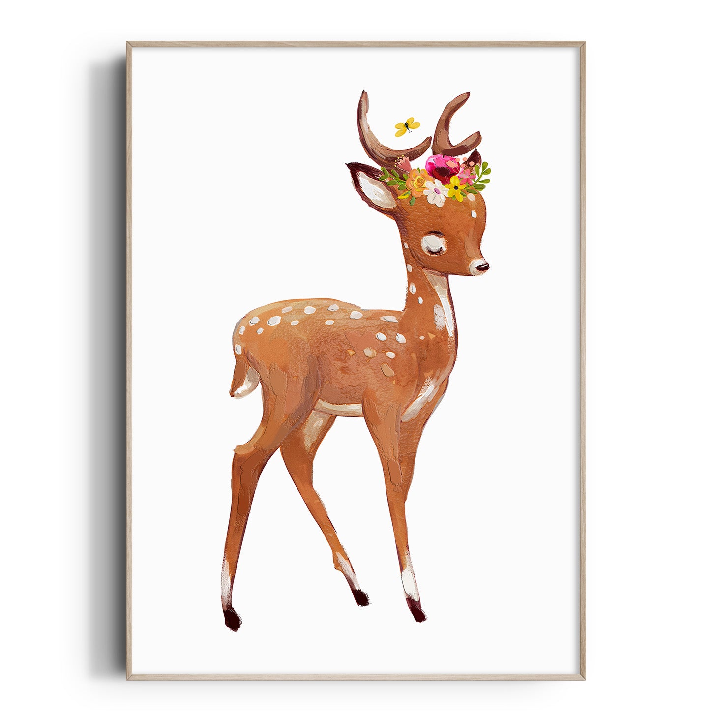 Floral Woodland Deer Print