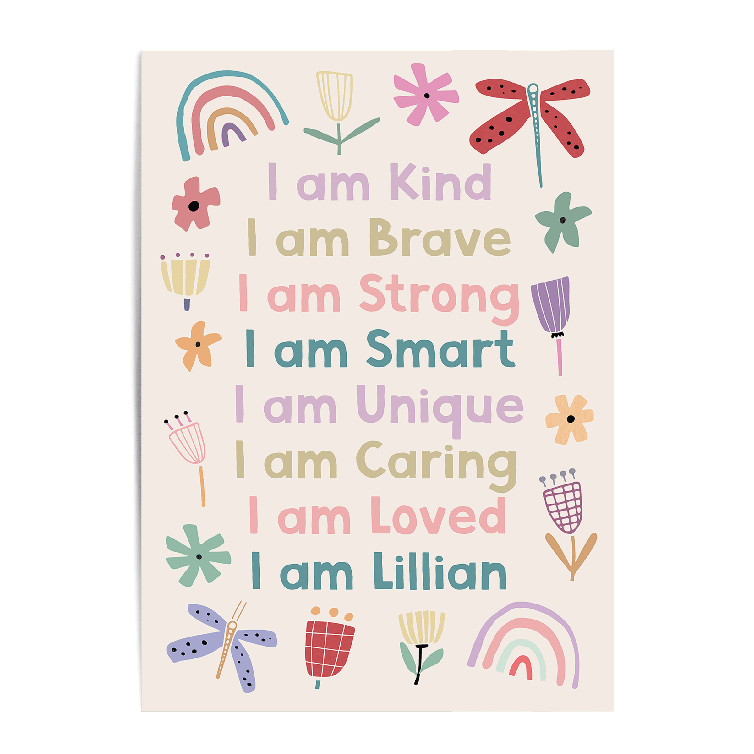 Personalised Name Floral Affirmations Print