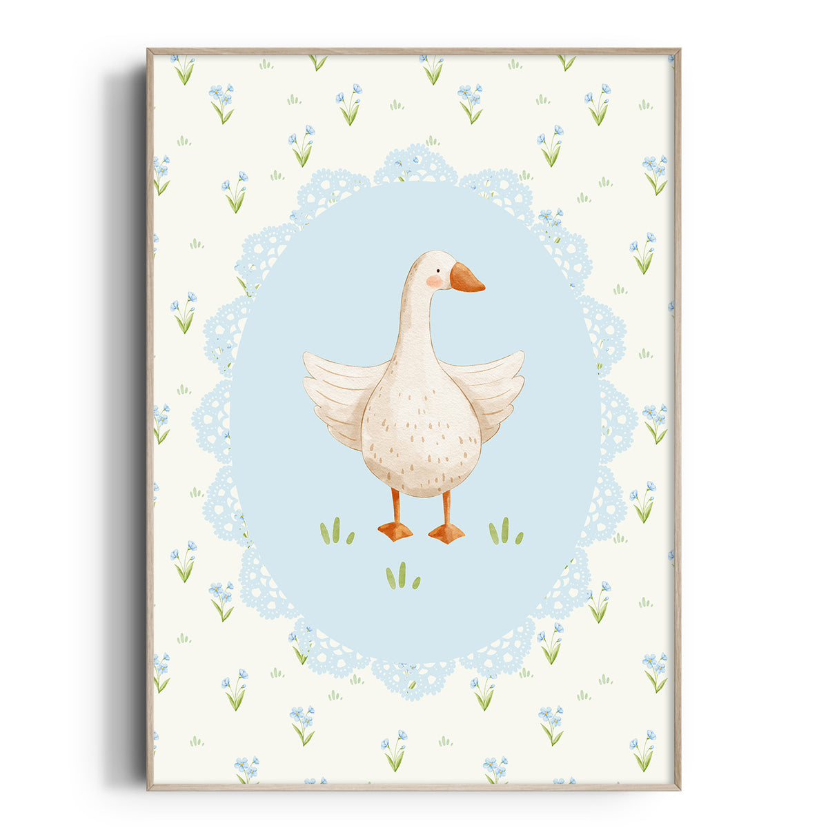 Blue Cottagecore Duck Print