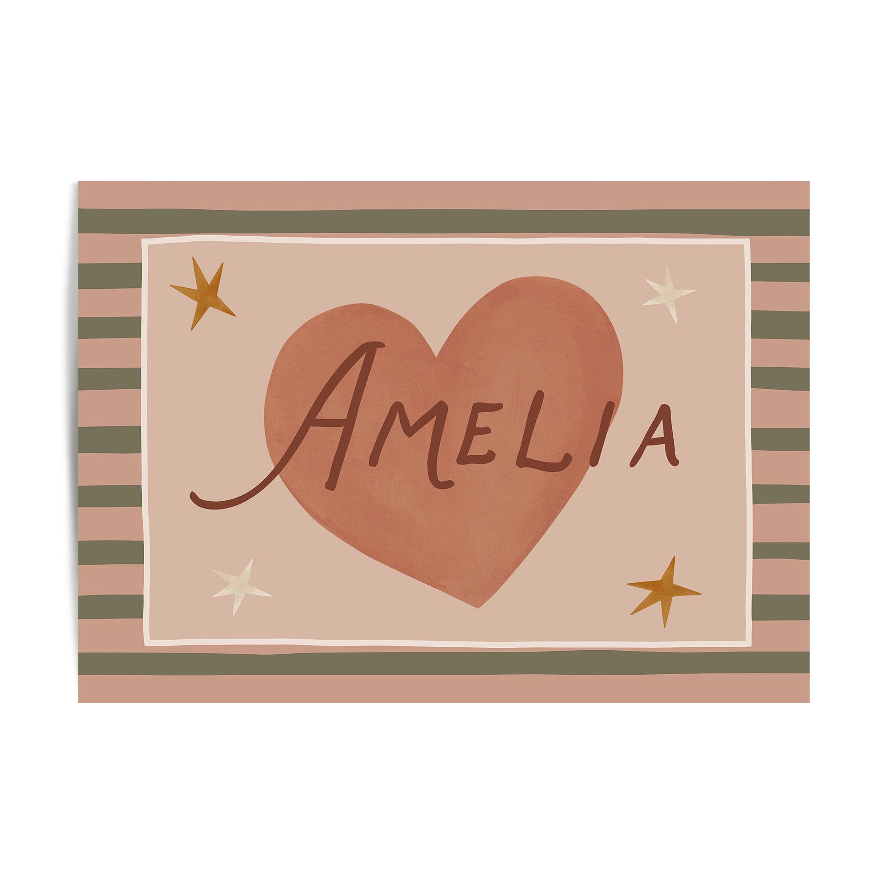 Stripe Whimsy Heart Name Print