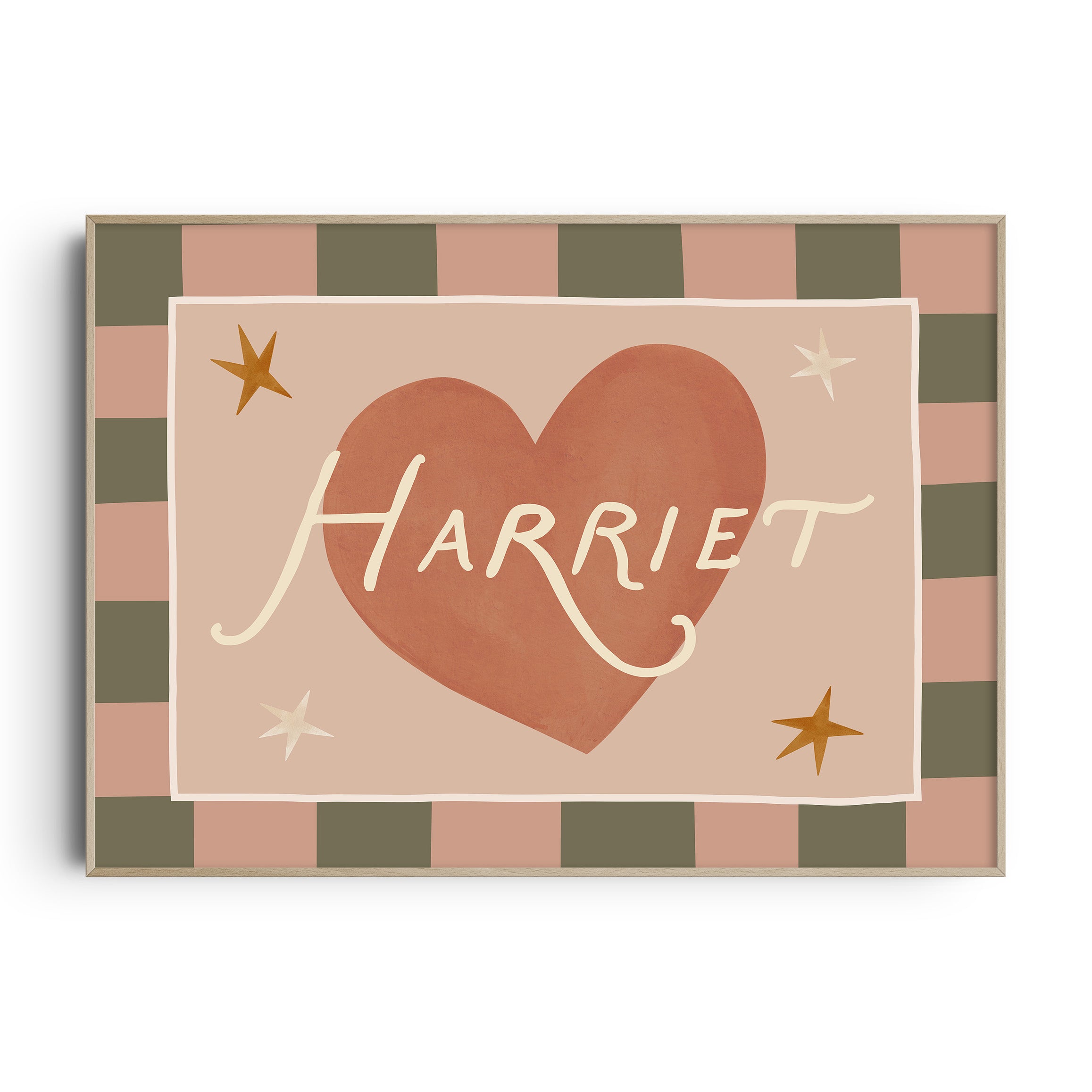 Check Whimsy Heart Name Print