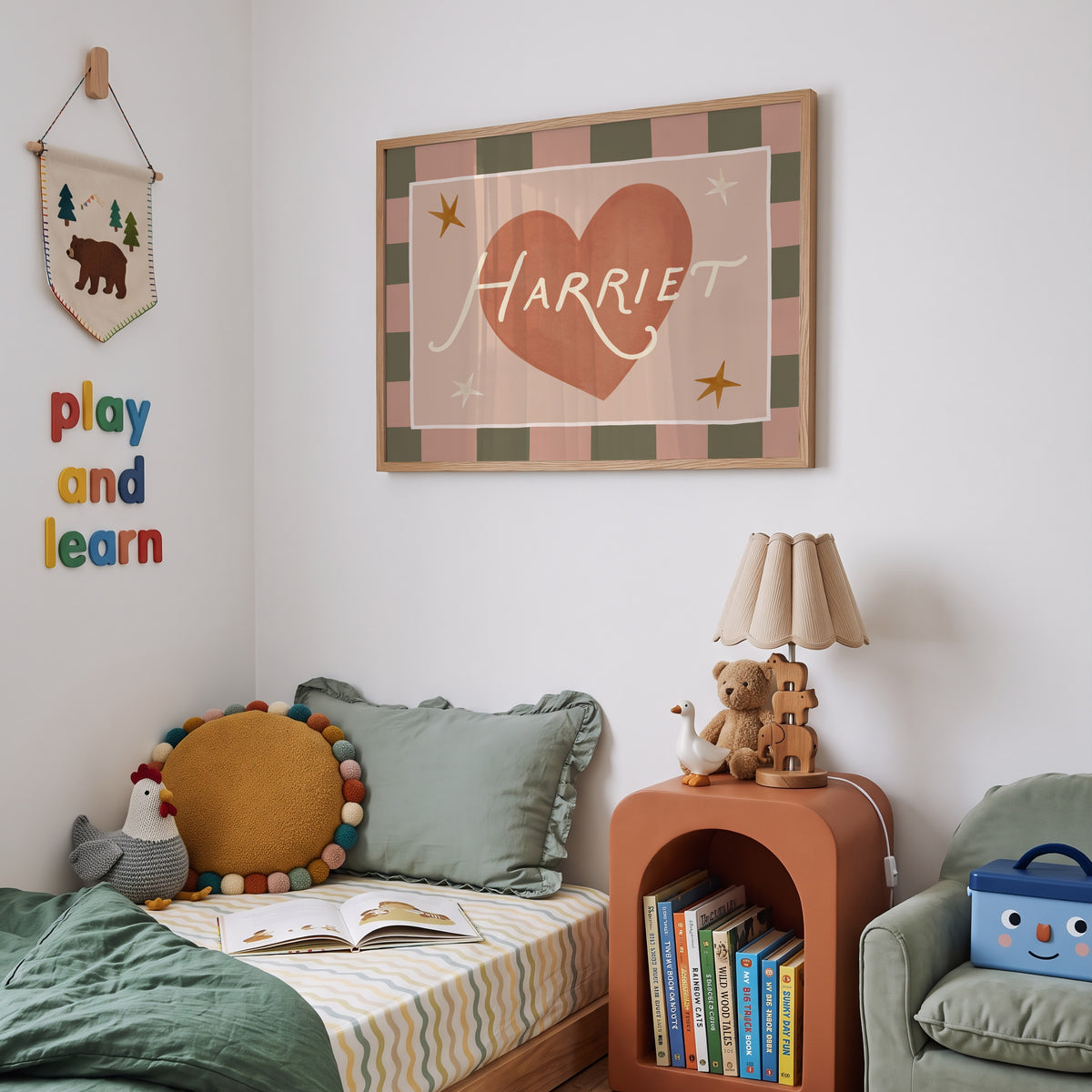 Check Whimsy Heart Name Print