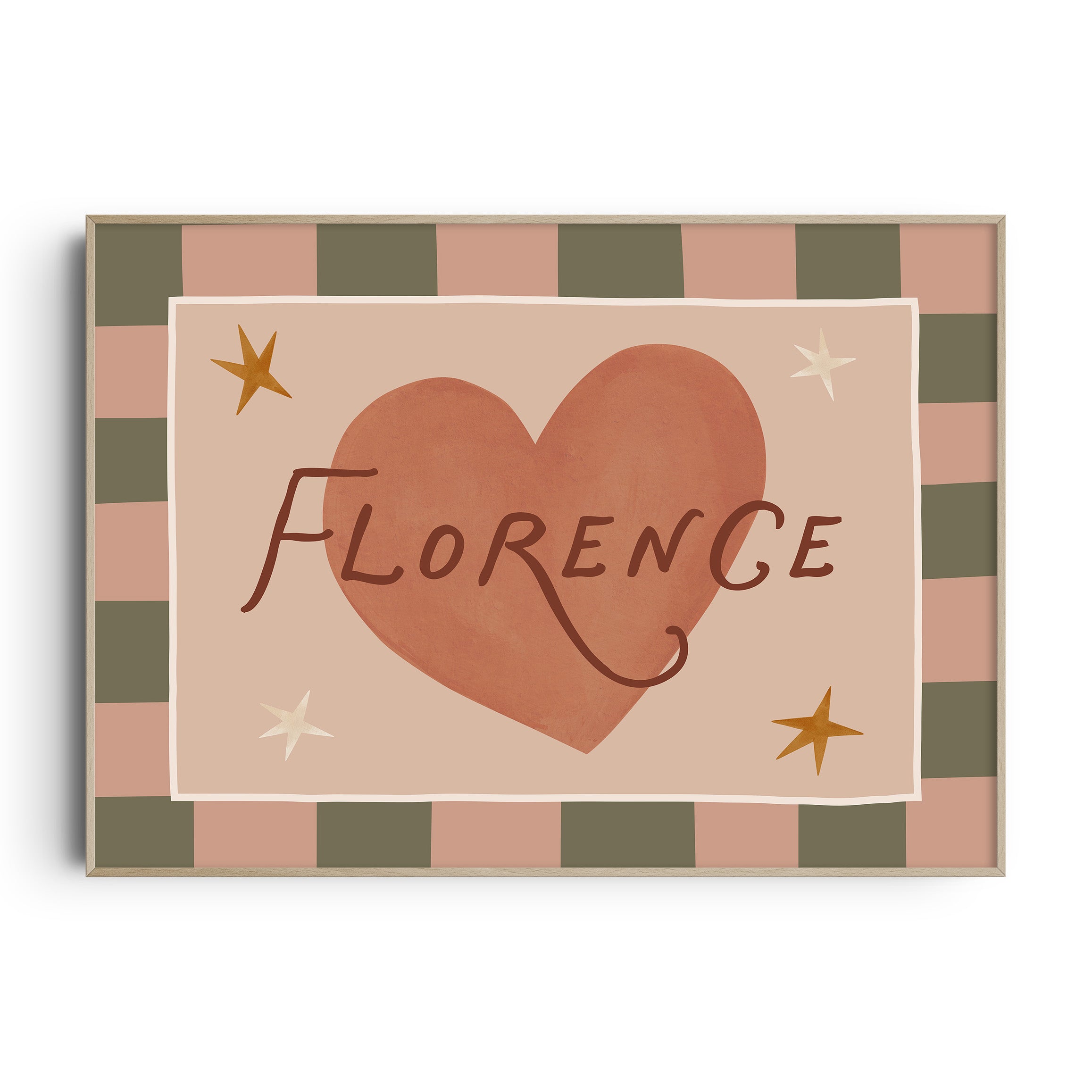 Check Whimsy Heart Name Print