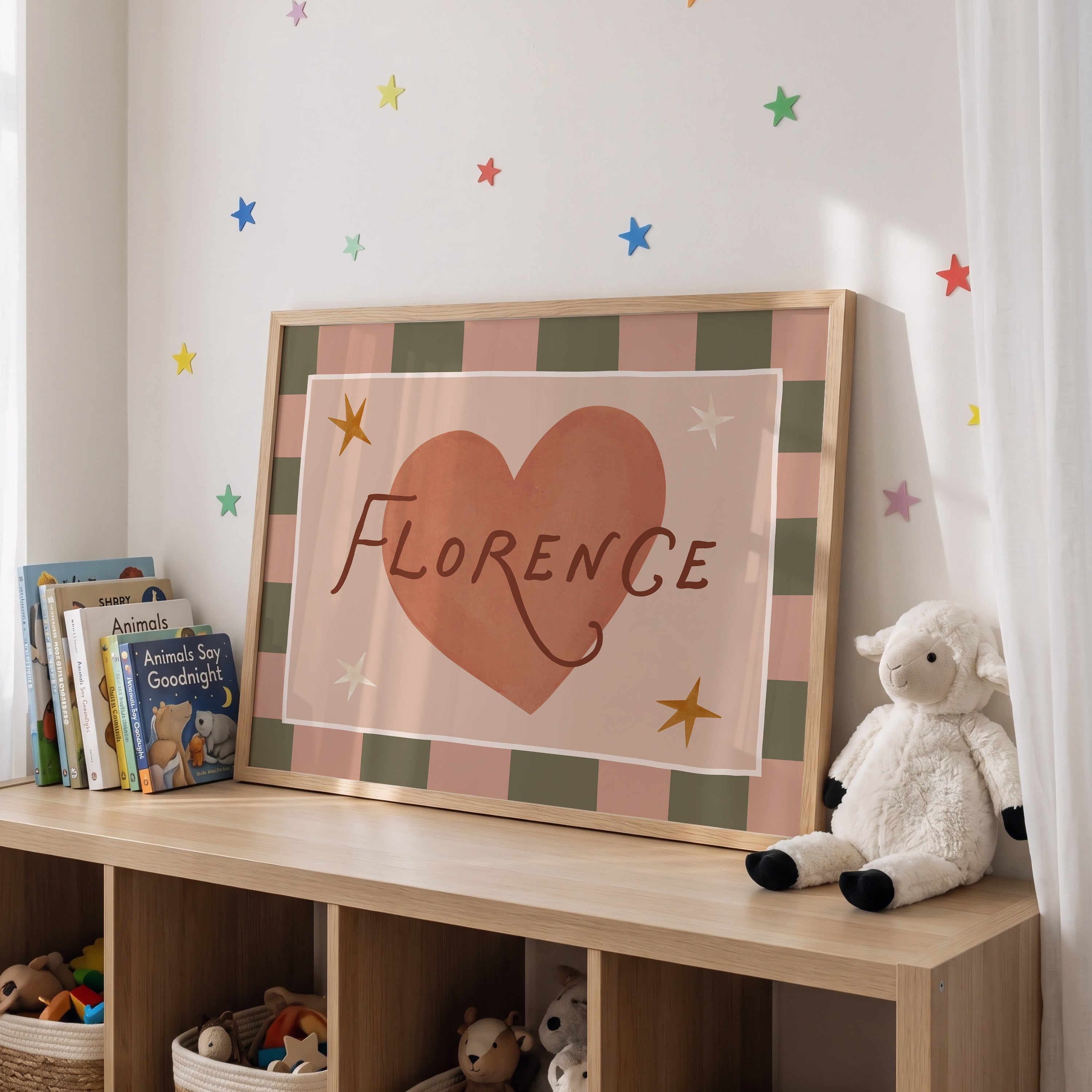 Check Whimsy Heart Name Print