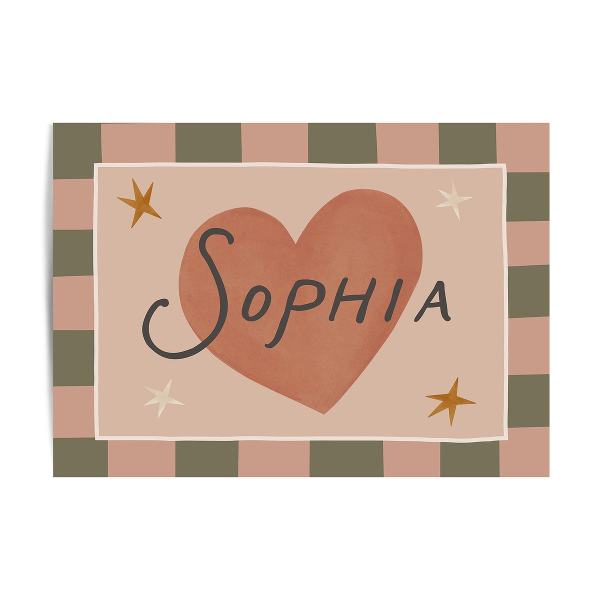 Check Whimsy Heart Name Print