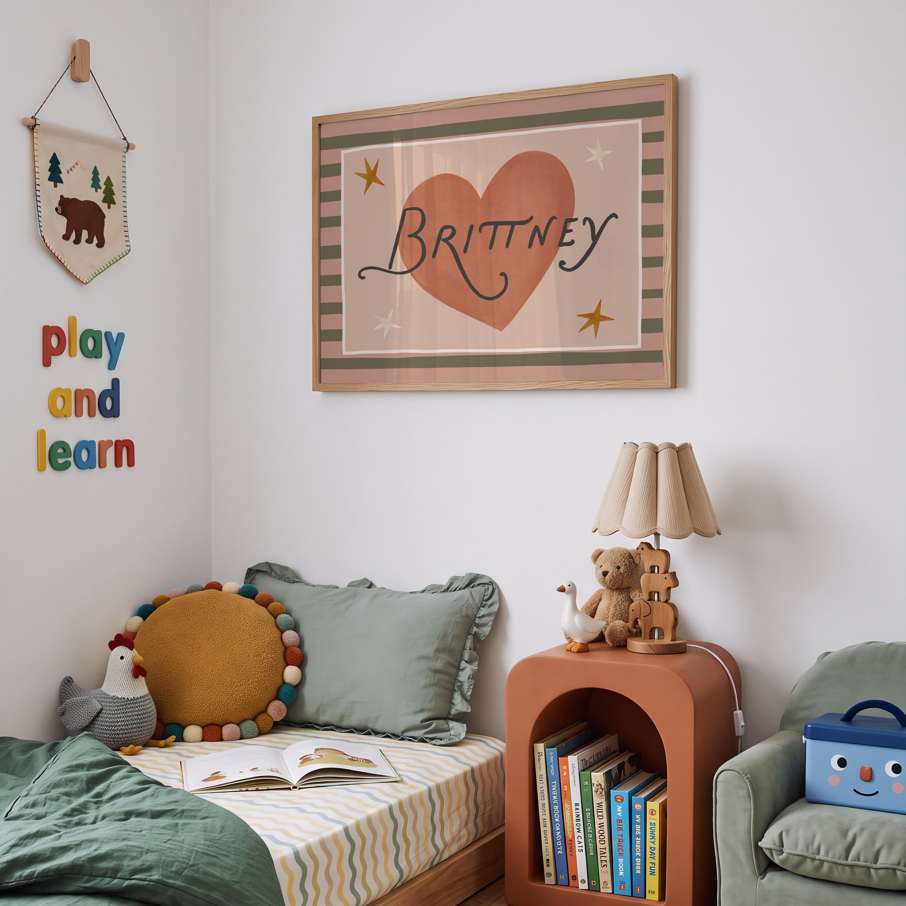 Stripe Whimsy Heart Name Print