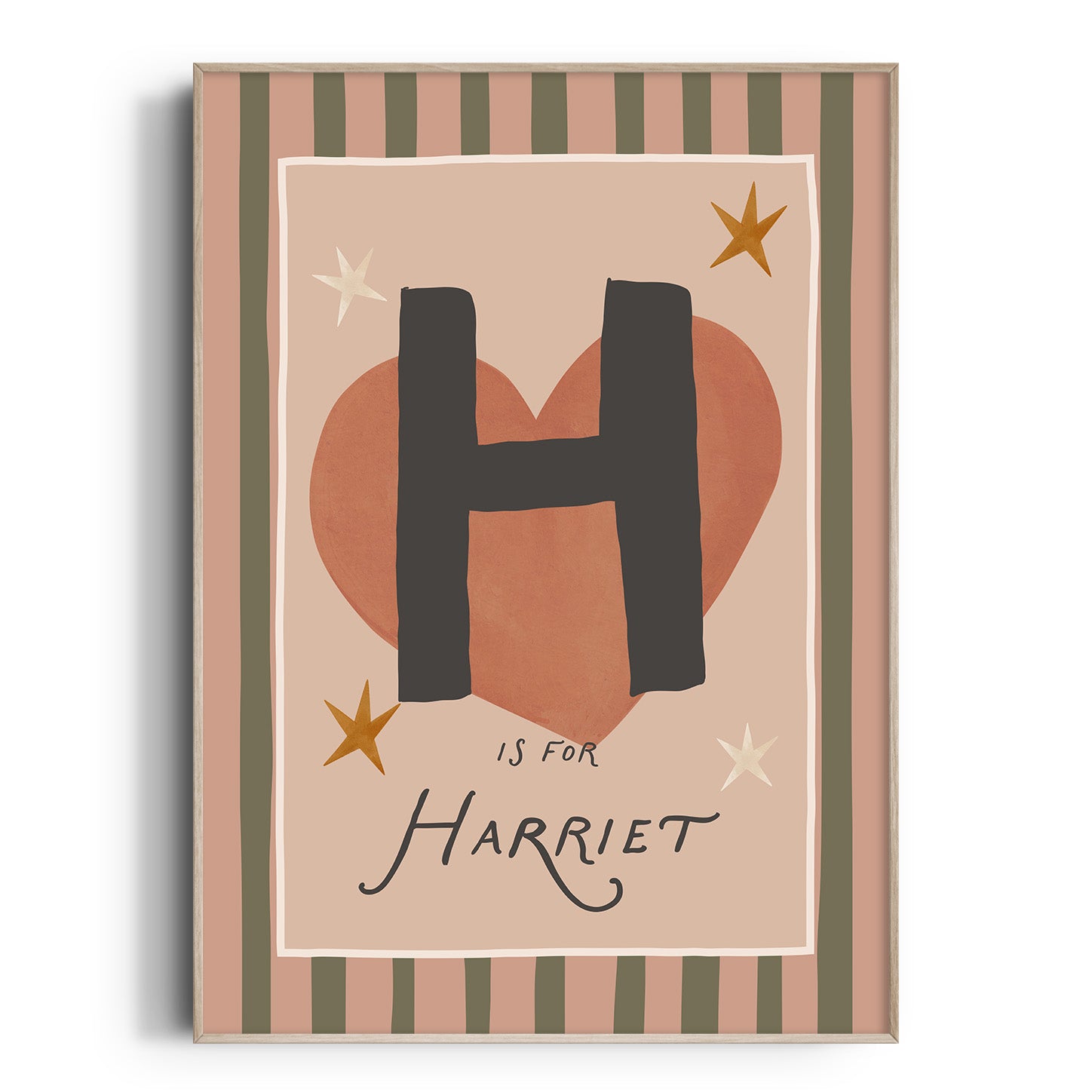 Stripe Whimsy Heart Letter & Name Print