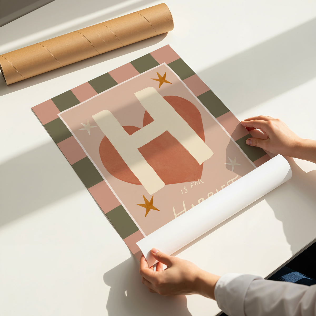 Check Whimsy Heart Letter & Name Print