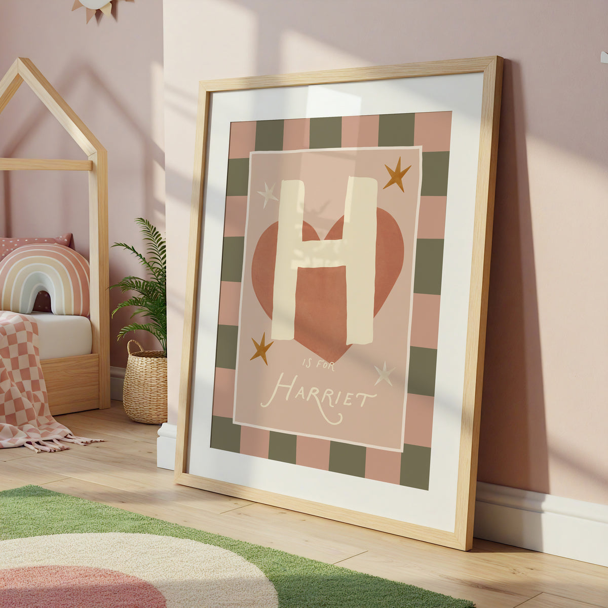 Check Whimsy Heart Letter & Name Print