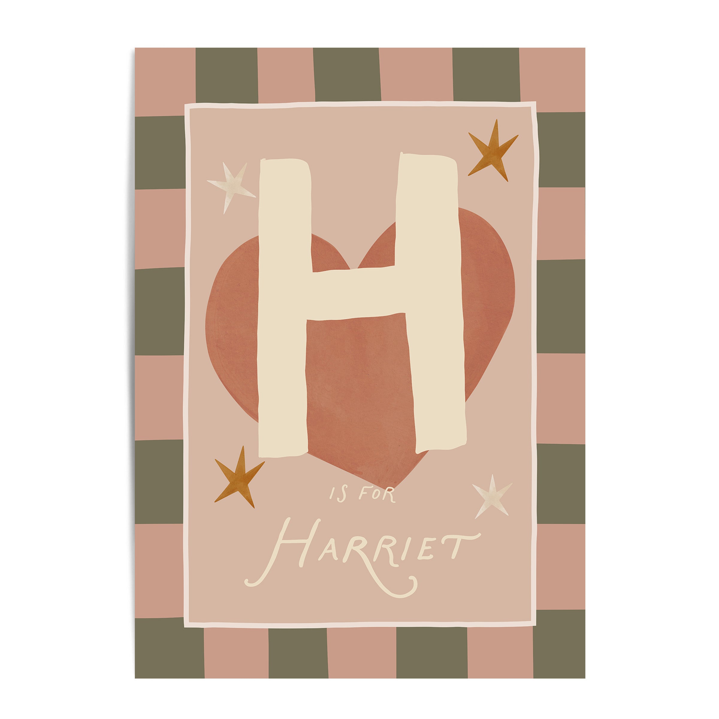Check Whimsy Heart Letter & Name Print