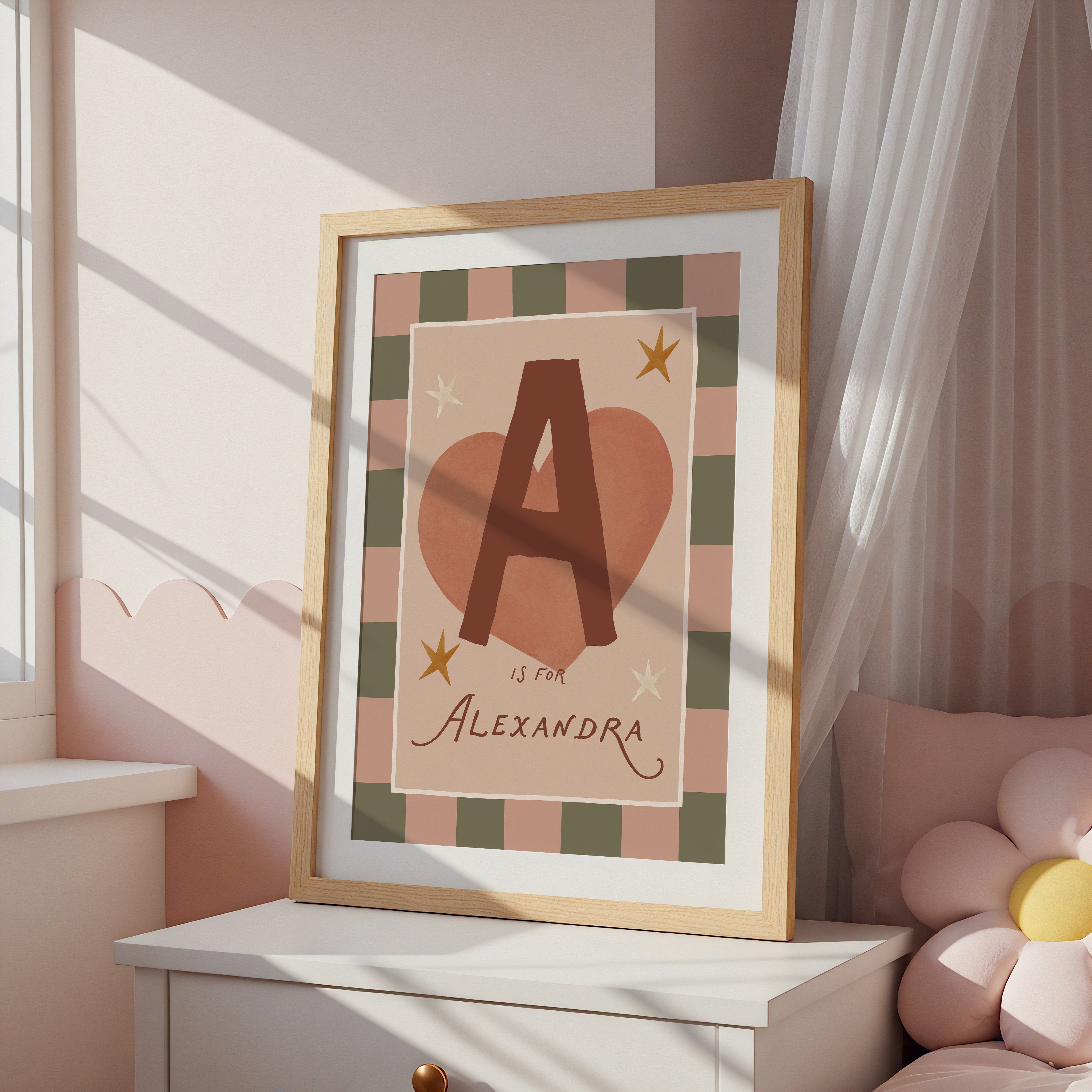Check Whimsy Heart Letter & Name Print