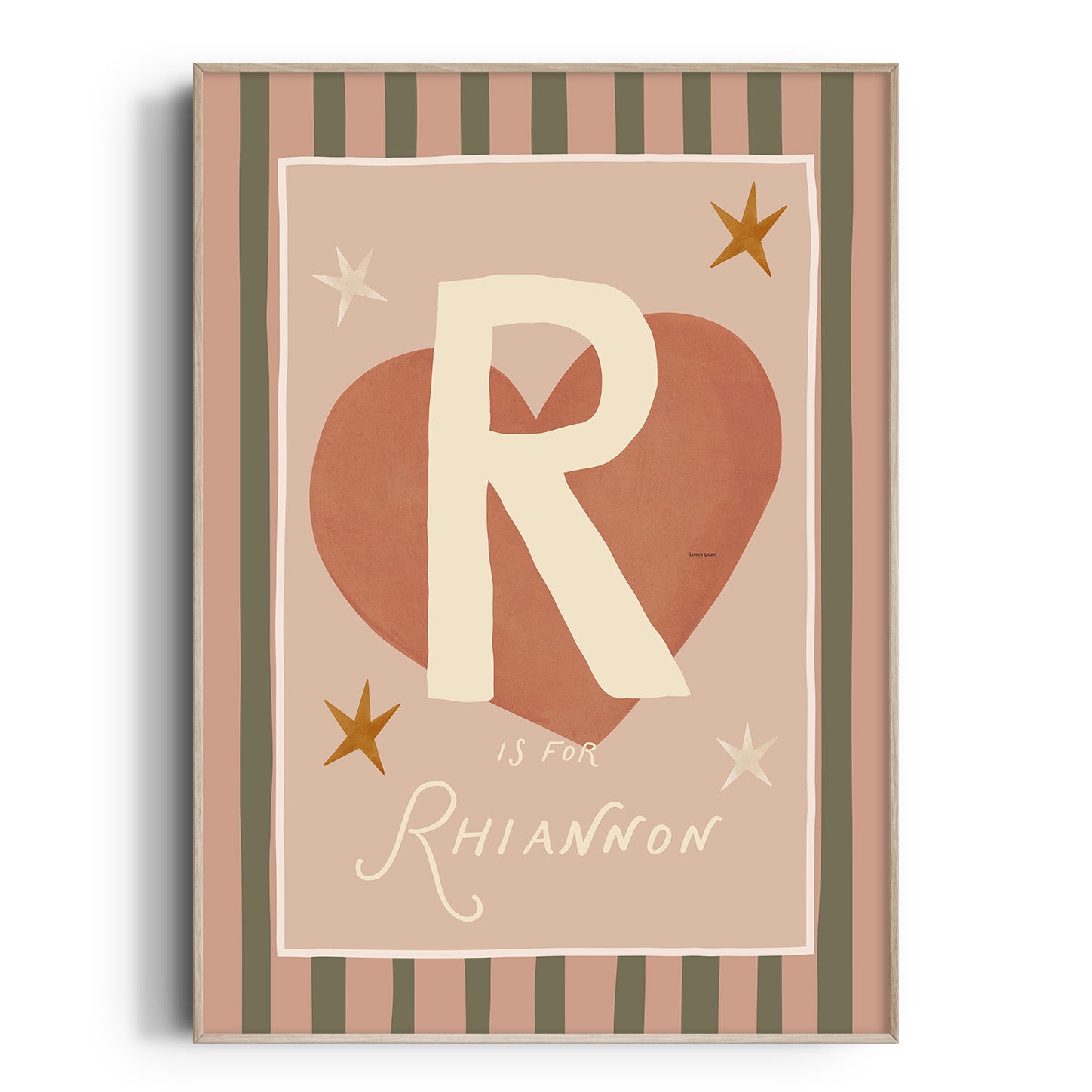 Stripe Whimsy Heart Letter & Name Print