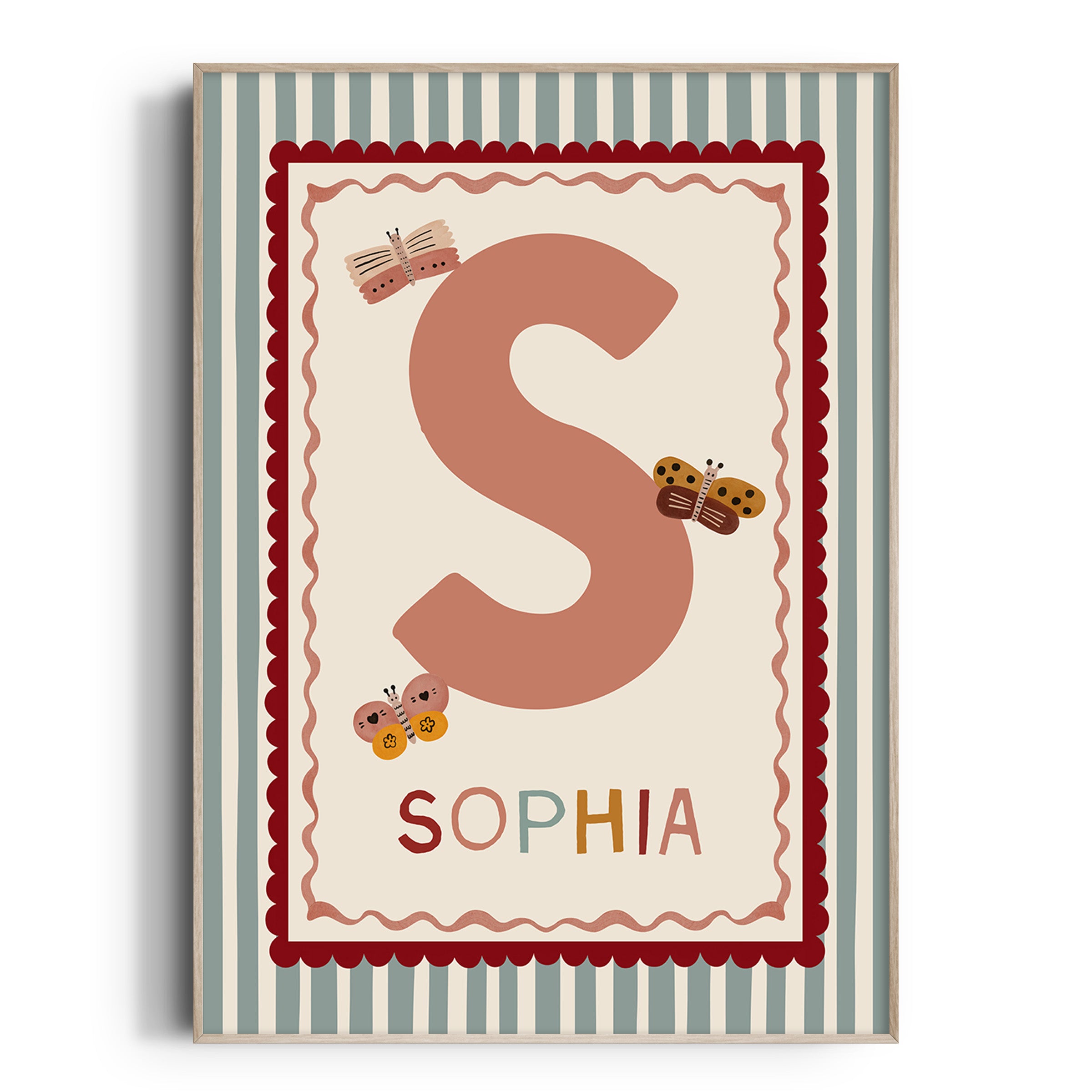 Stripe Butterfly Name & Initial Print