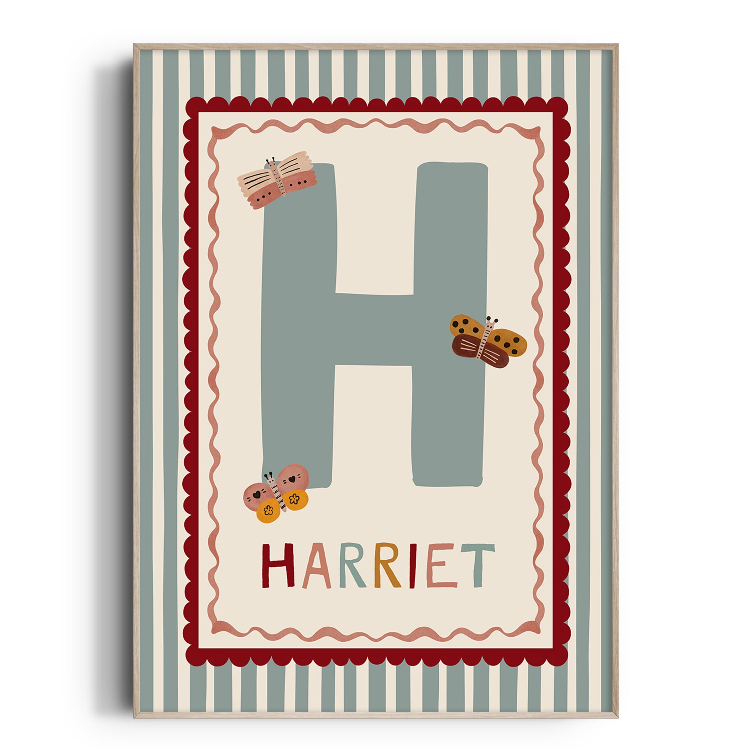Stripe Butterfly Name & Initial Print