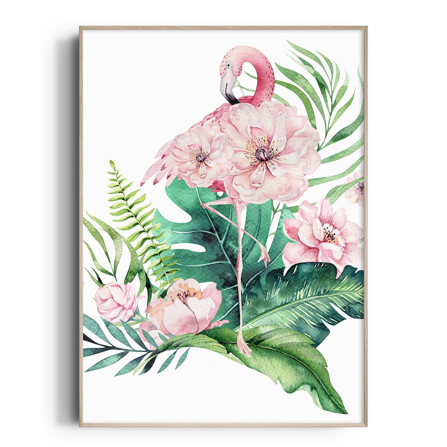 Tropical Floral Flamingo Print
