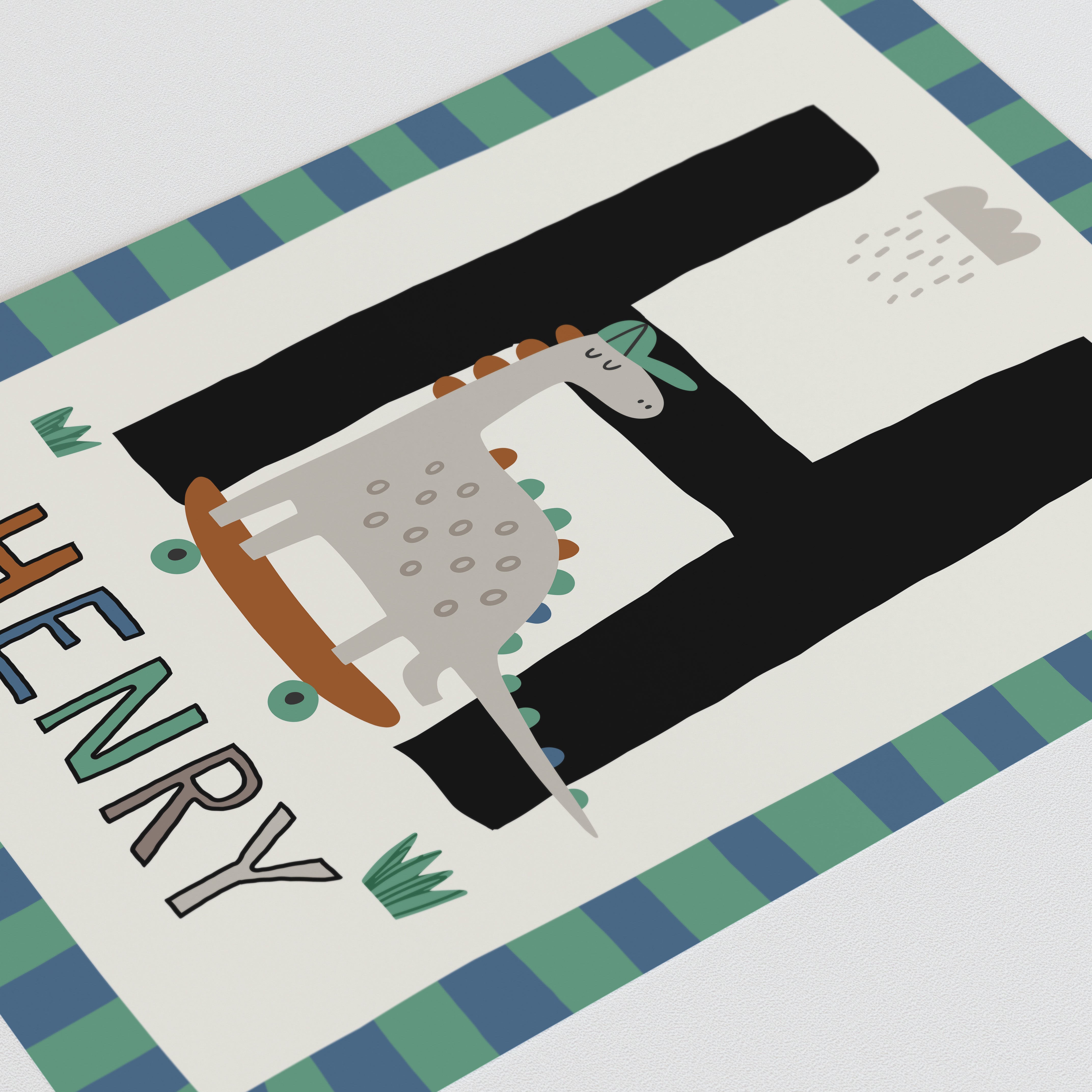 Skater Dinosaur Letter & Name Print