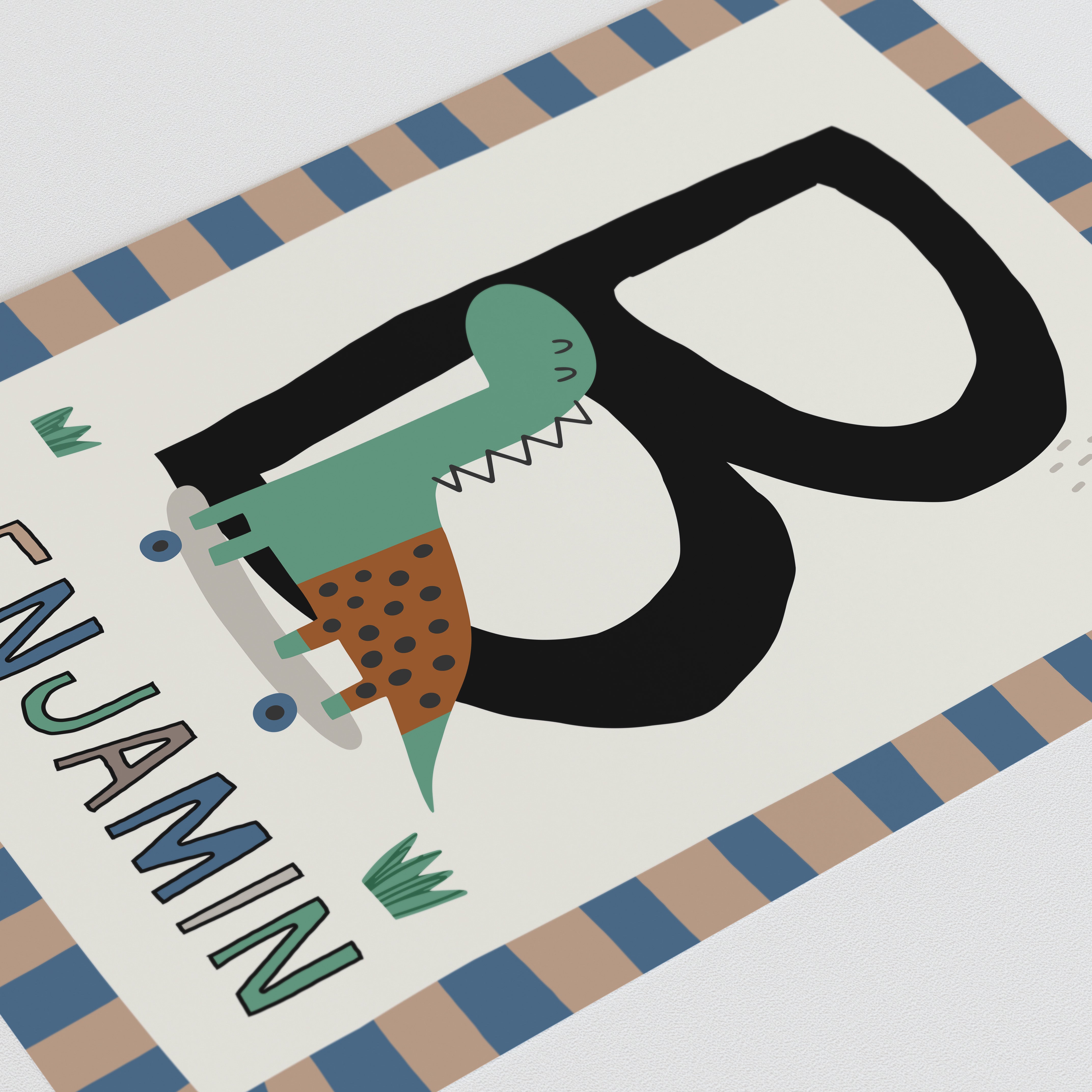 Skater Dinosaur Letter & Name Print