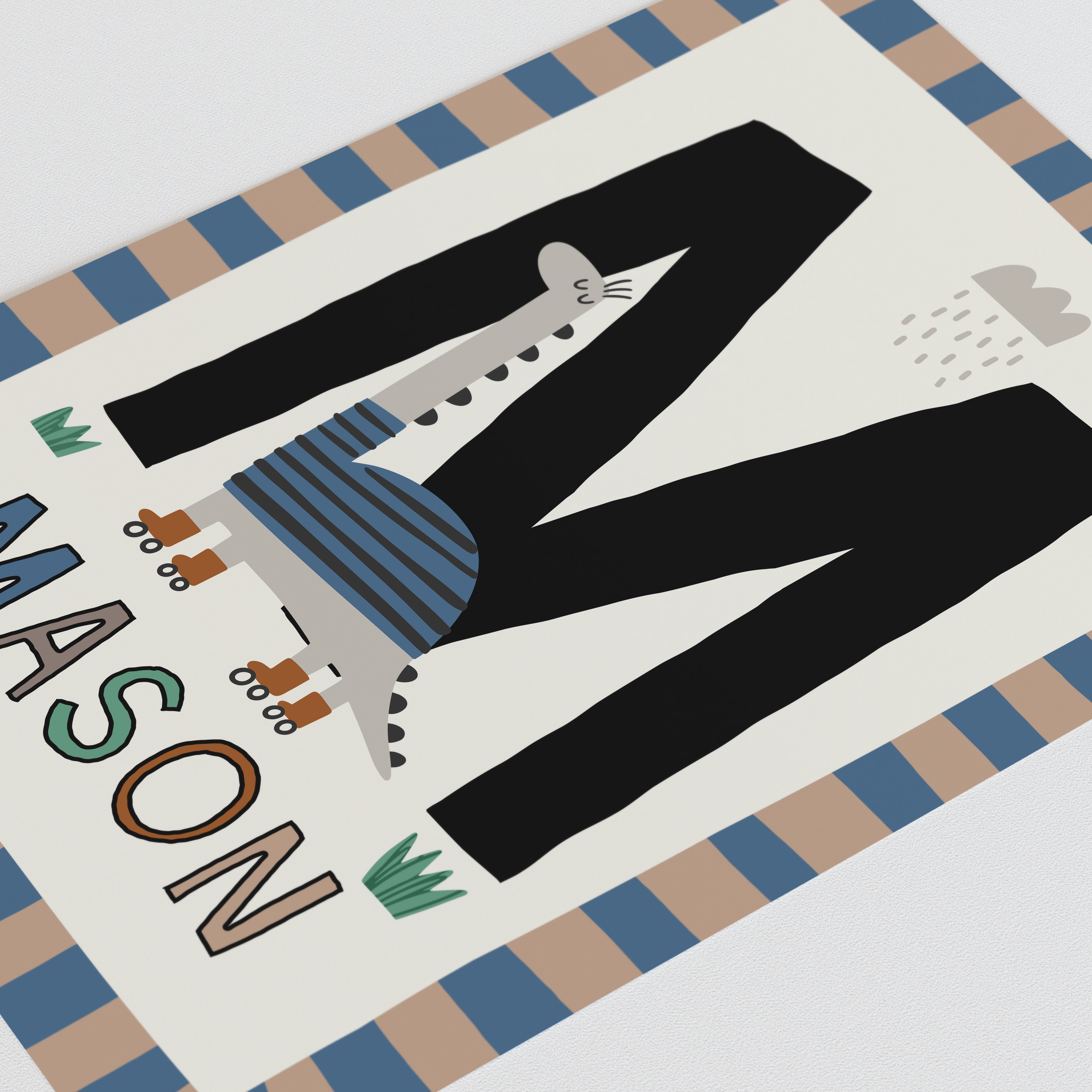 Skater Dinosaur Letter & Name Print