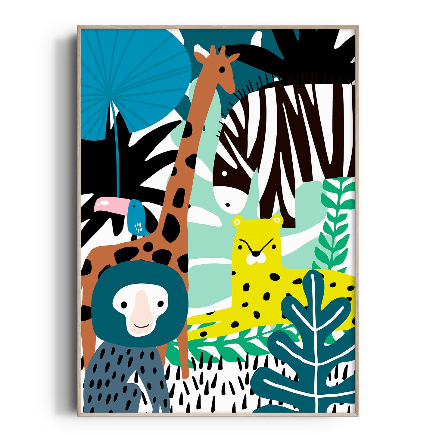 Jungle Animal Collage Print