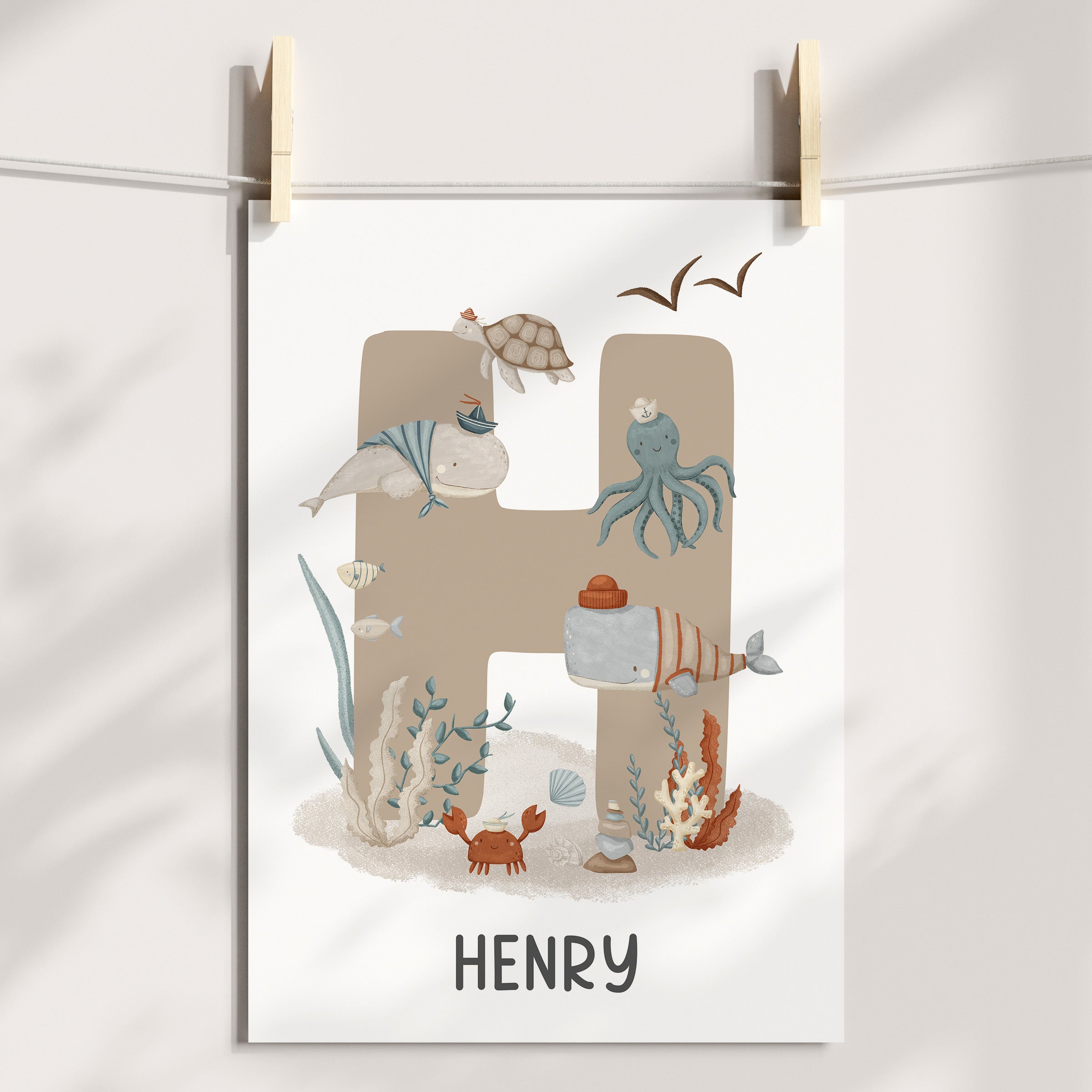 Sea Animals, Numbers & Name Prints