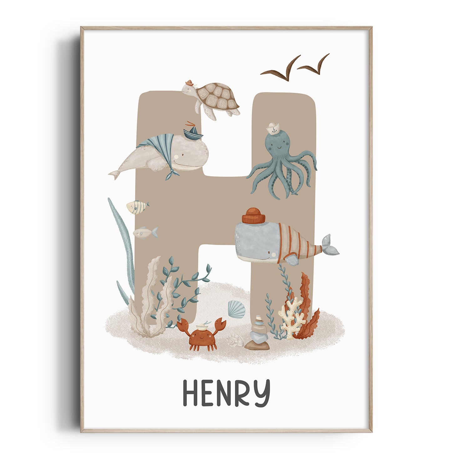 Sea Animals Name & Letter Print