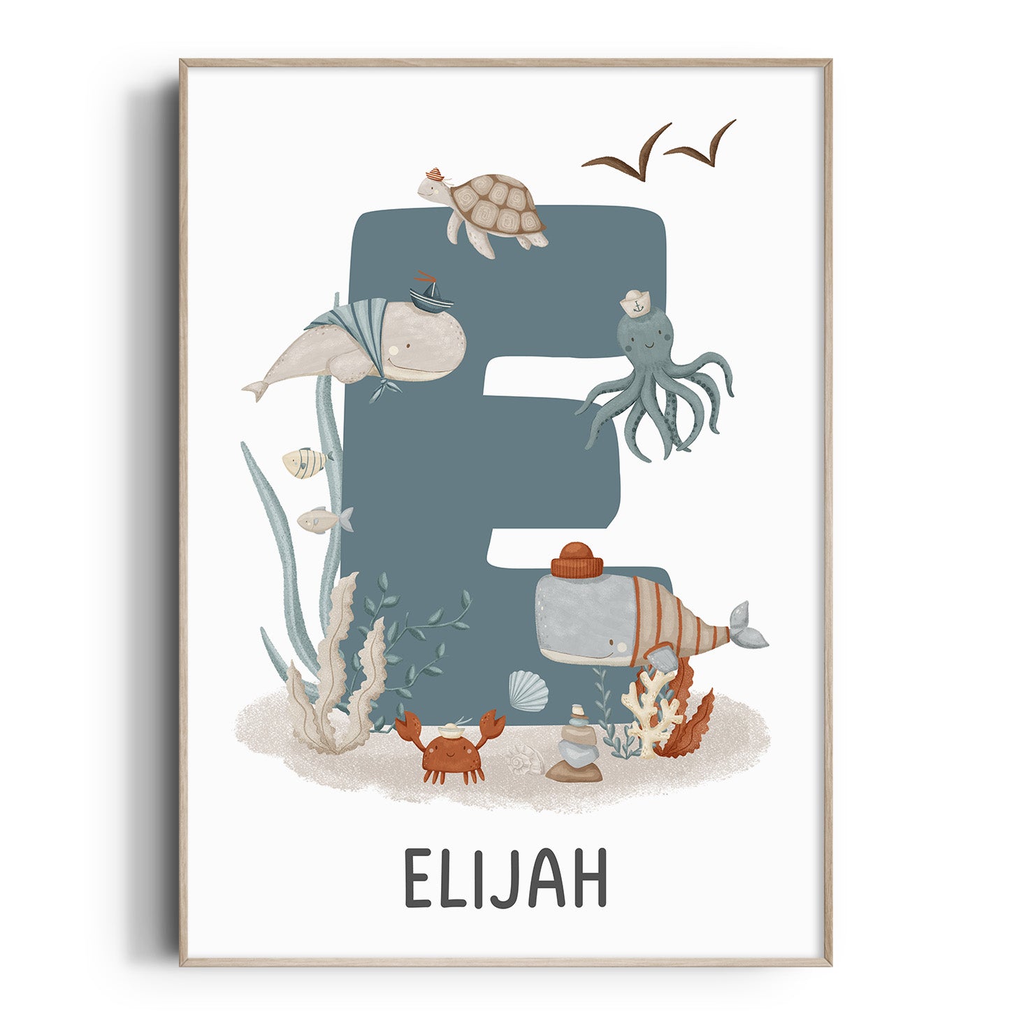 Sea Animals Name & Letter Print