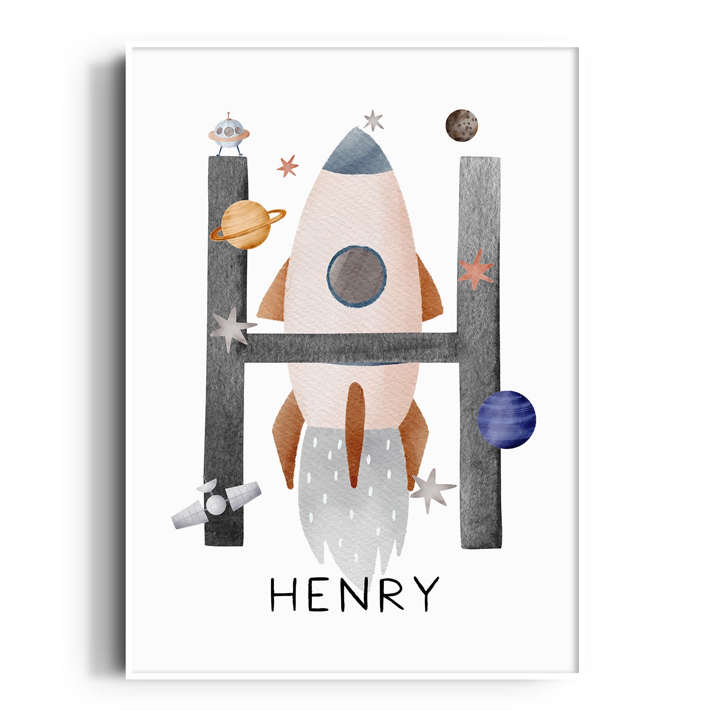 Rocket & Planets Name Print