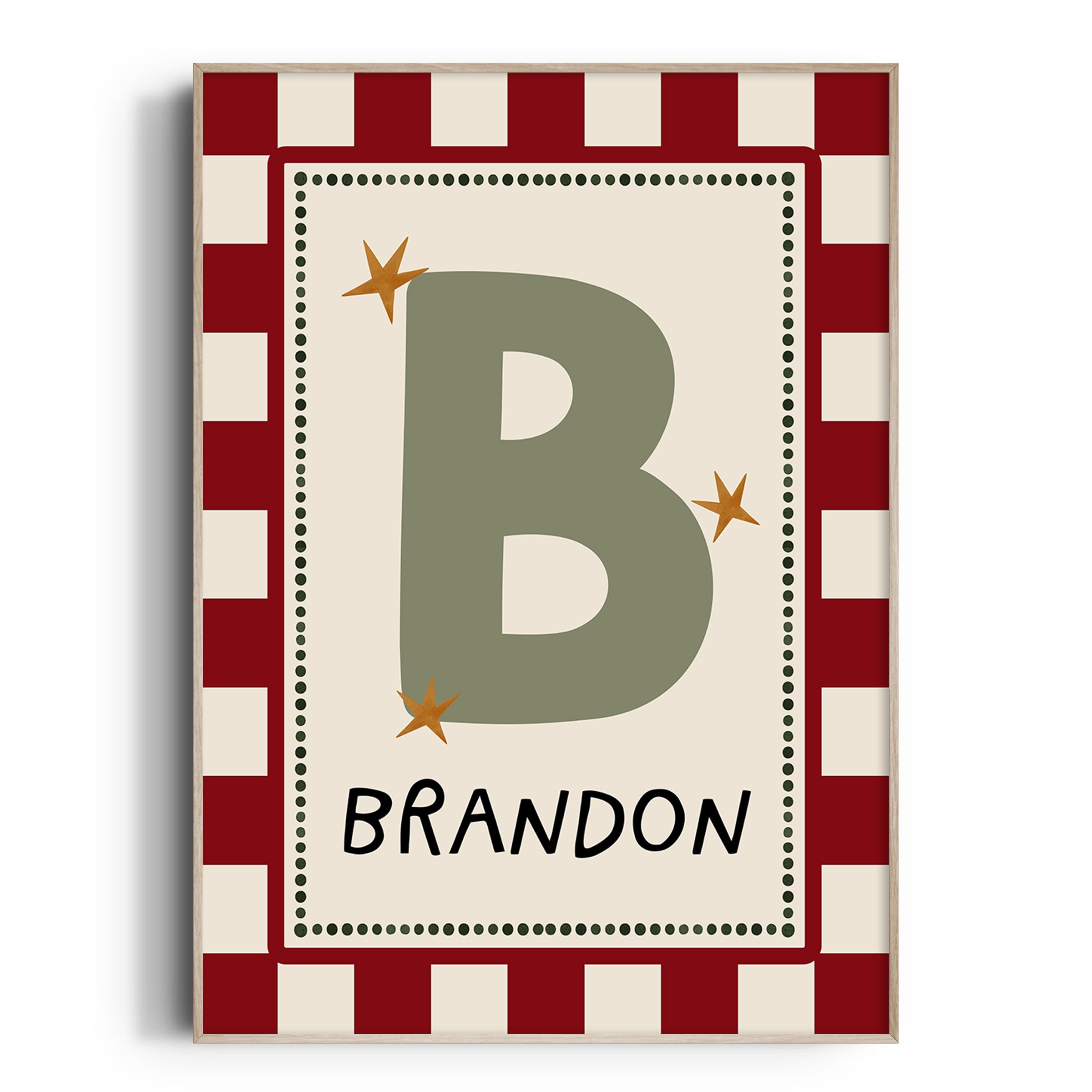 Red Check Letter & Name Print