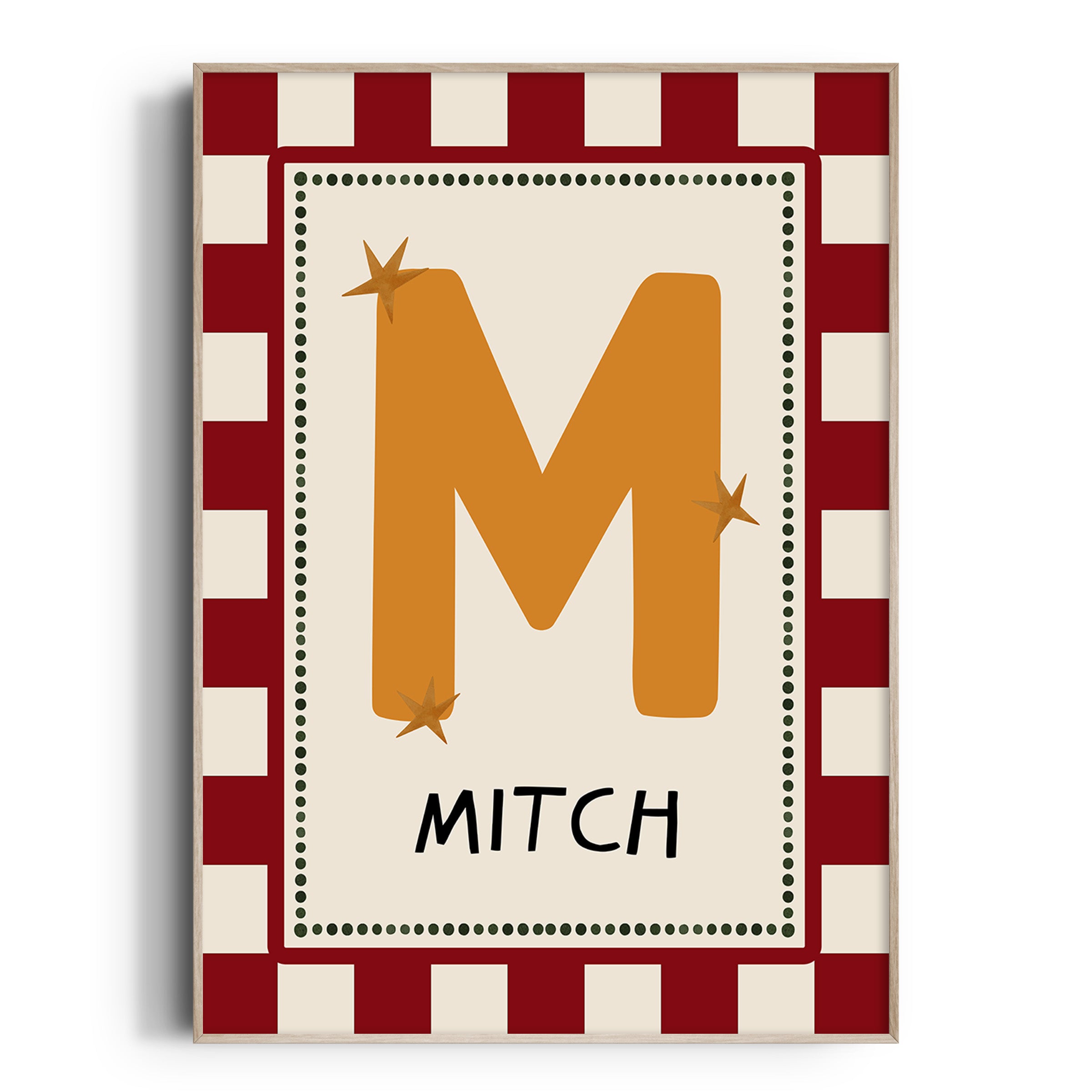 Red Check Letter & Name Print