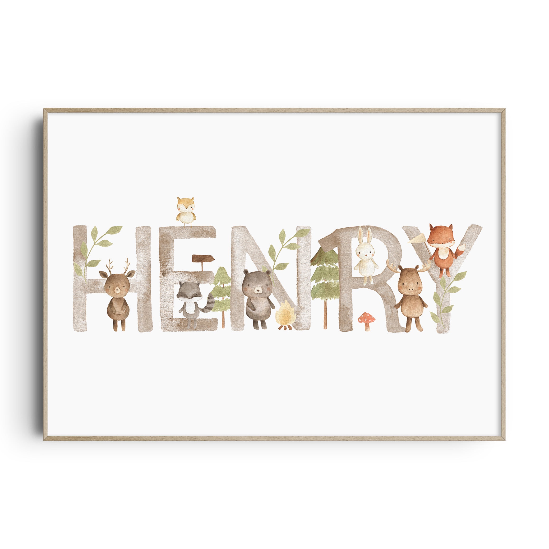 Woodland Animal Name Print