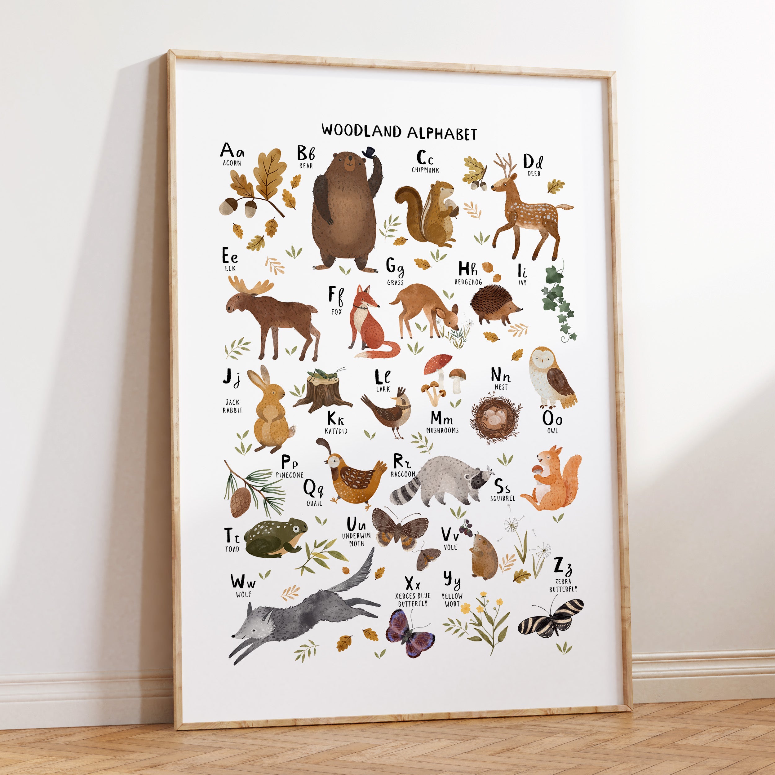 Woodland Animal Alphabet Print