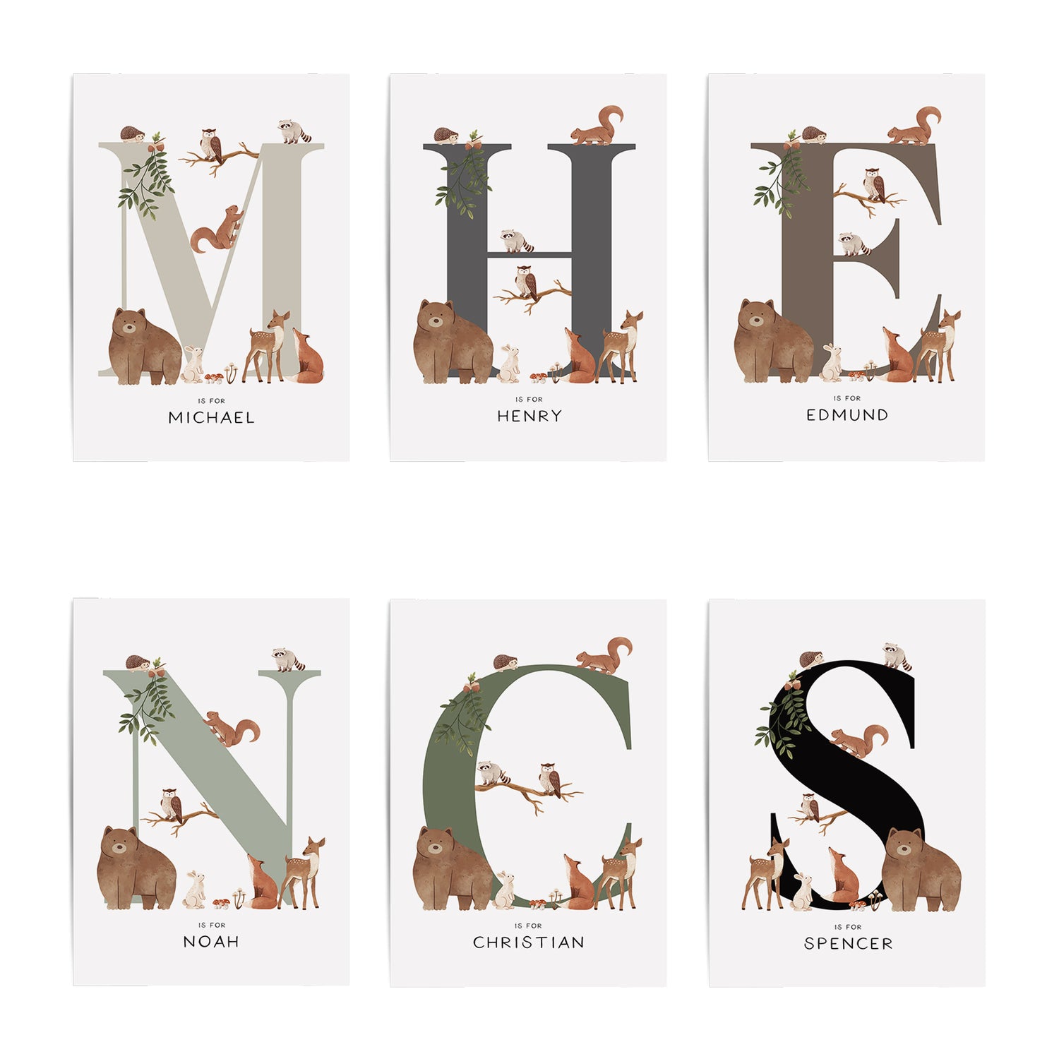 Forest Animal Letter & Name Print